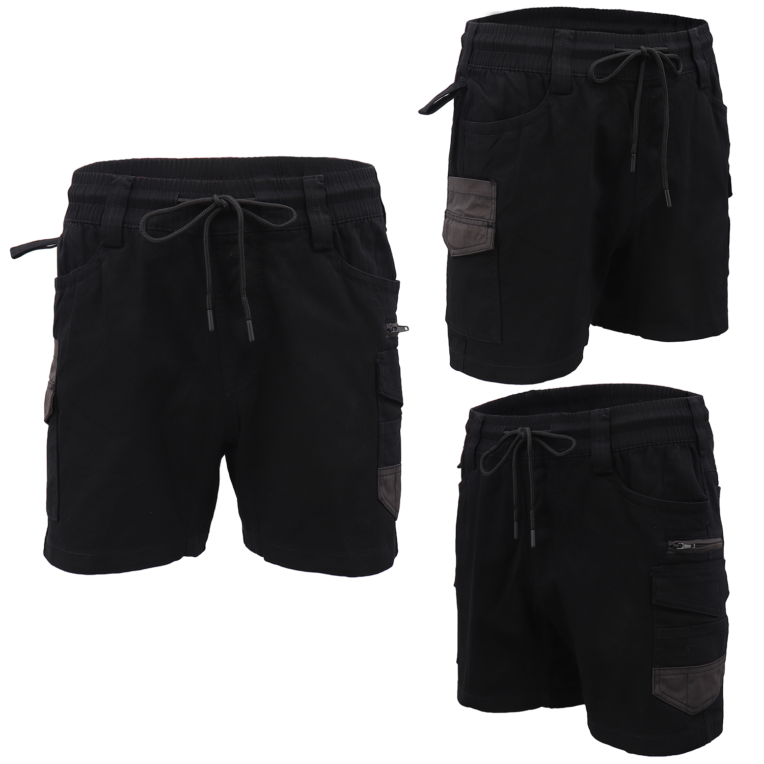 V474-739026-202505281137-00 Mens Cargo Cotton Work Shorts 10 Pockets Tradies Utility Pants Workwear Trousers, Black, 36 - Image 1