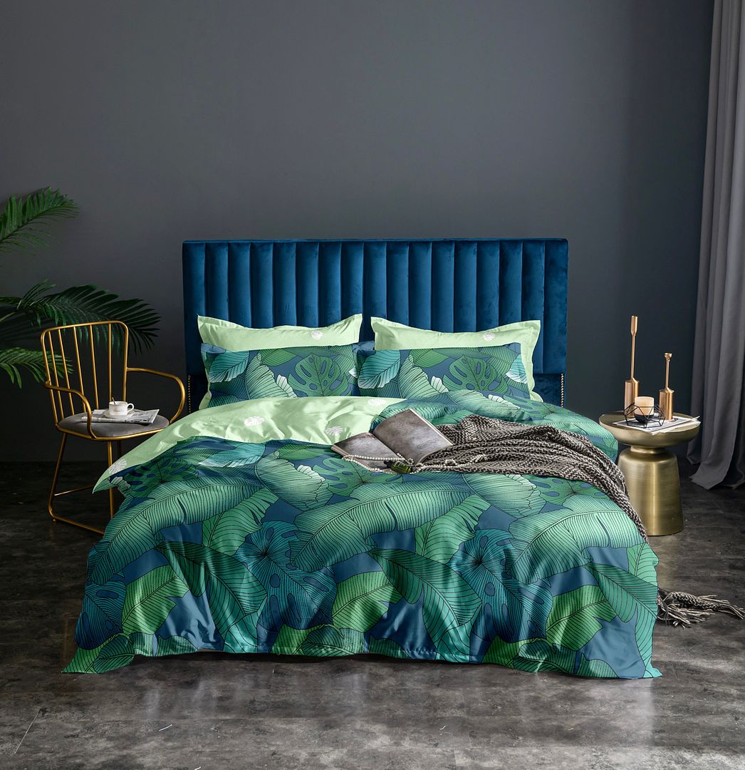 V493-MQ-474-150850-00 Kalena Leaves Quilt Cover Set - Queen Size - Image 1