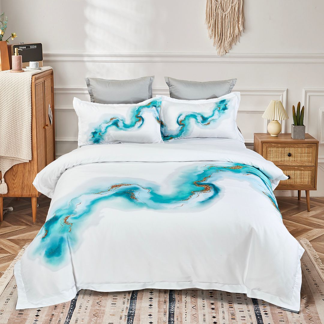 V493-SM-K-10-150791-00 Ocean Marble Quilt Cover Set - King Size - Image 1