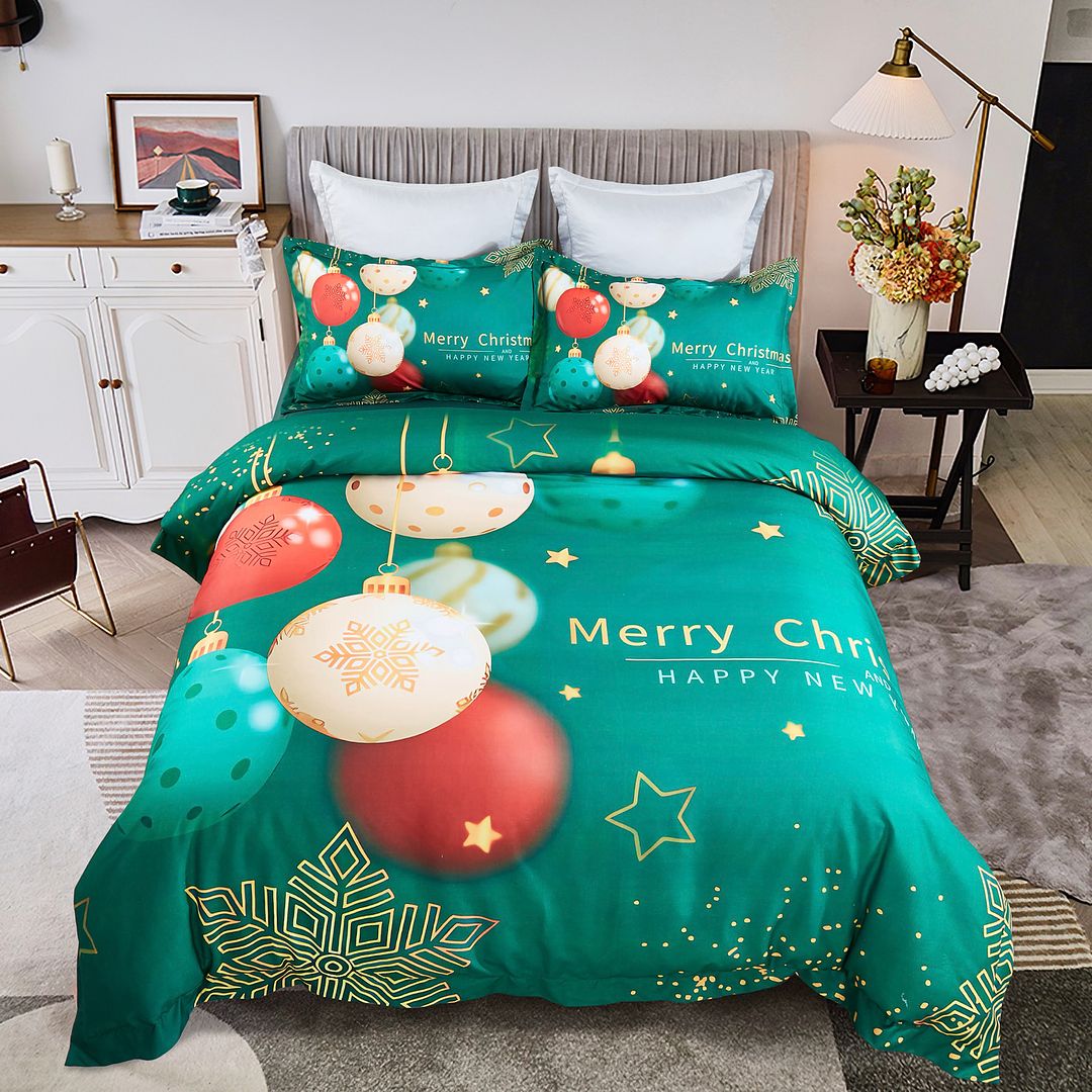 V493-SM-Q-13-150799-00 Christmas New Year Quilt Cover Set - Queen Size - Image 1