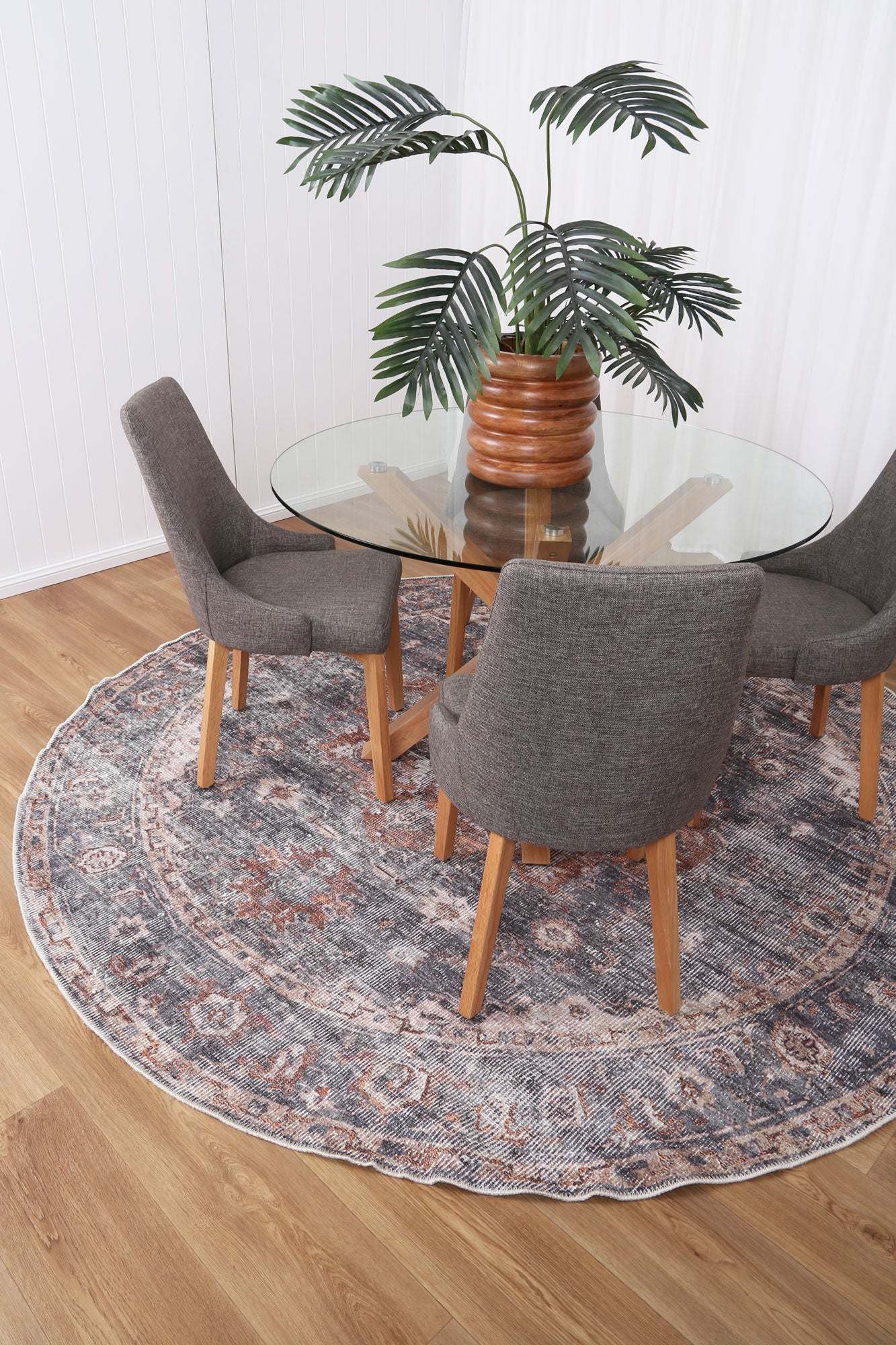 V516-VINC1832244-04-140346-00 vintage-crown-cezanne-rabbit-gray-inca-gold-distressed-vintage-round-rug 180X180 - Image 1