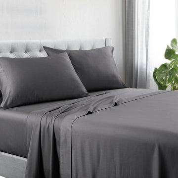 V517-1200CRSS-SCHA-94386-00 1200tc hotel quality cotton rich sheet set single charcoal - Image 1