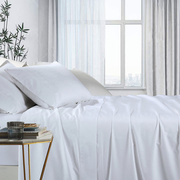 V517-BCSS1000-SW-94460-00 1000tc bamboo cotton sheet set single white - Image 1