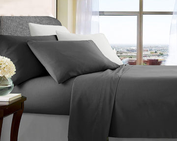 V517-MF1000-DCHA-94542-00 ultra soft microfibre sheet set double charcoal - Image 1