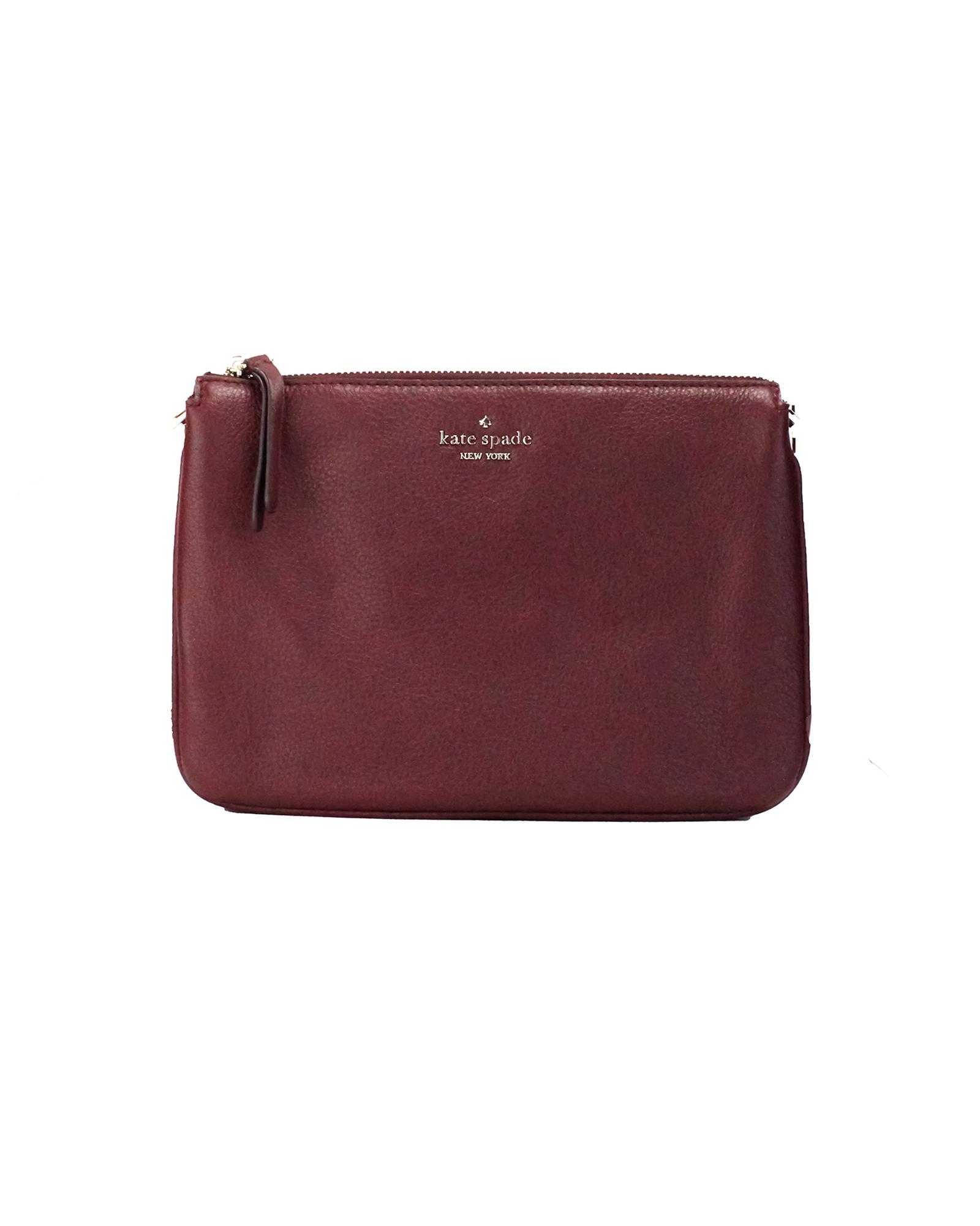 V539-99287-202506111650-00 Kate Spade Women's Jackson Cherrywood Leather Triple Gusset Crossbody Handbag Purse - One Size - Image 1