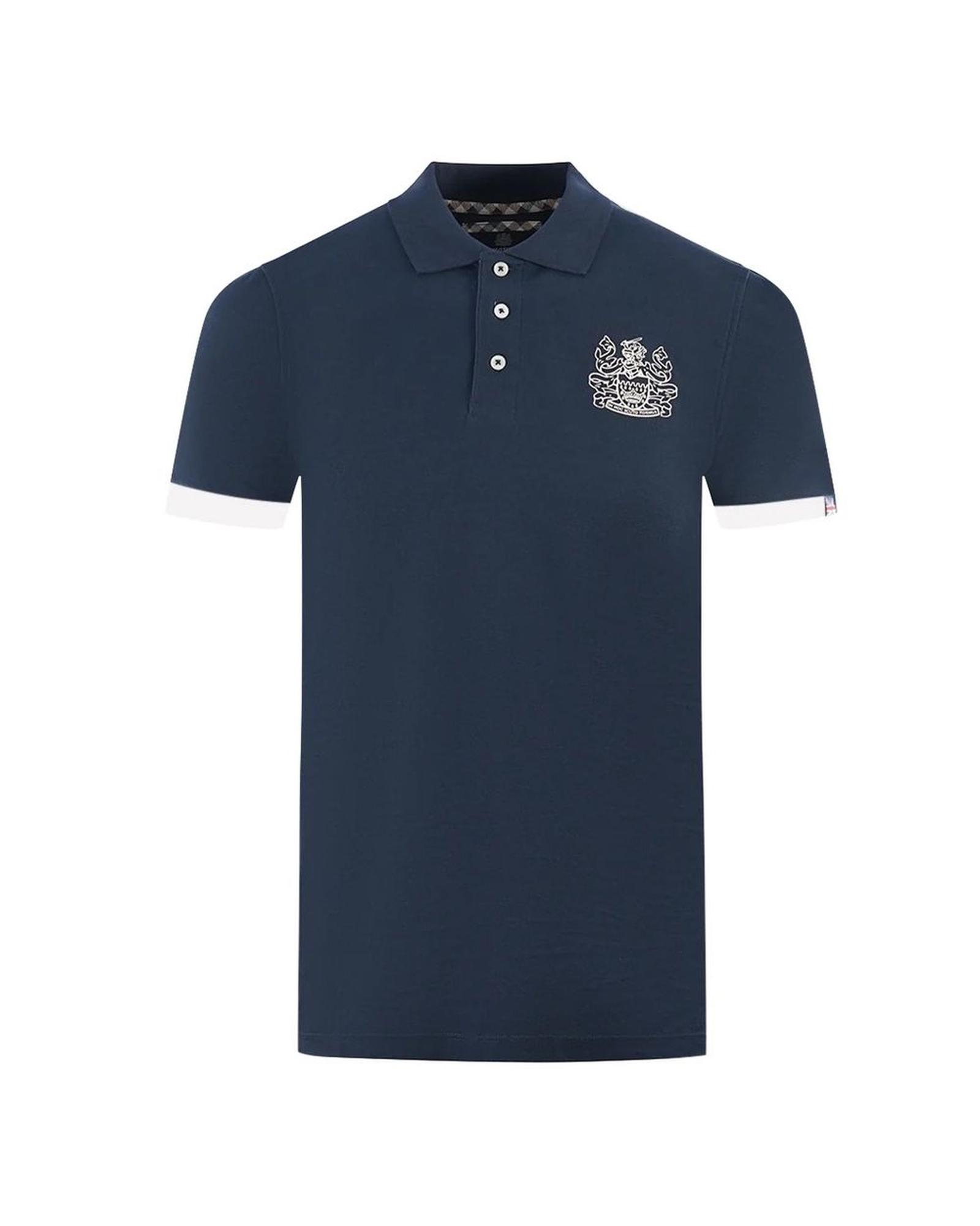 V539-AQ-12034-S-170233-00 Aquascutum Men's Blue Cotton Polo Shirt - S - Image 1