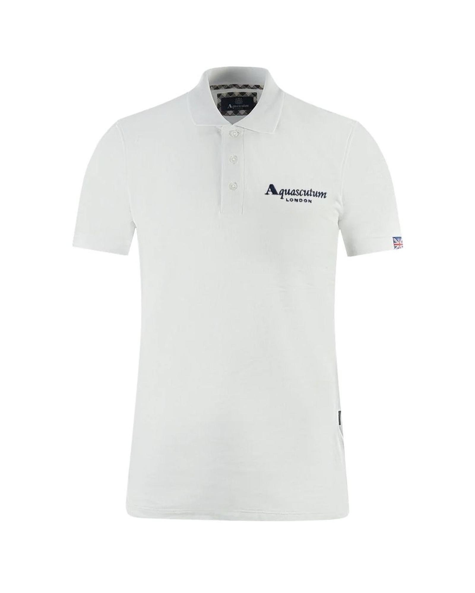 V539-AQ-12042-S-170133-00 Aquascutum Men's White Cotton Polo Shirt - S - Image 1