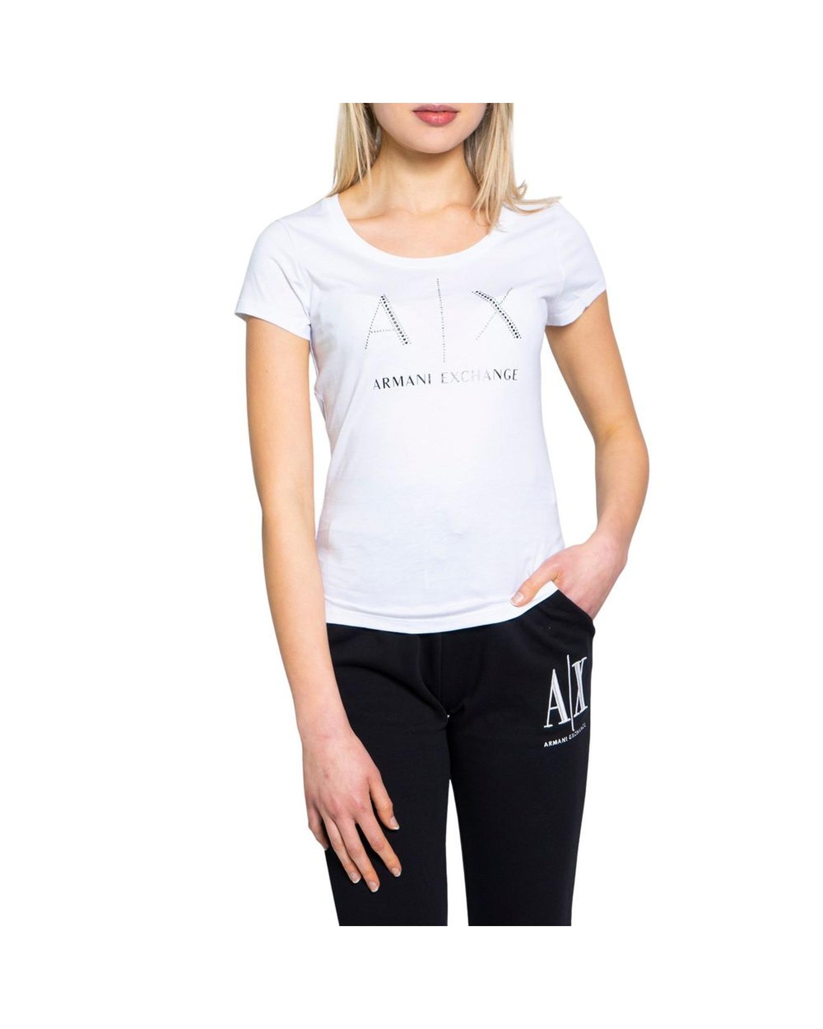 V539-AR-6515900008-IT40S-202506111632-00 Armani Exchange Women's White Cotton Tops & T-Shirt - 40 IT - Image 1