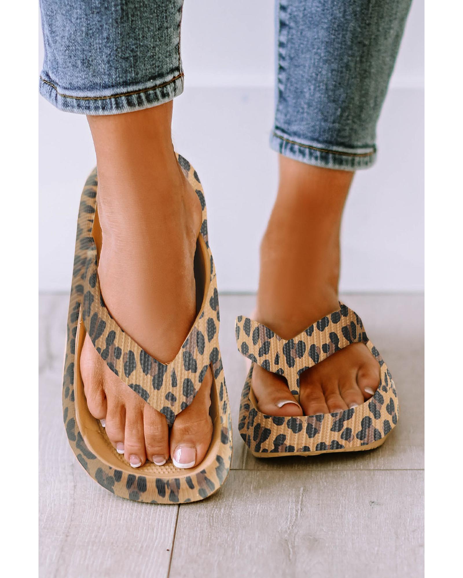 V539-AZEXBH022478-20-37-202506111817-00 Leopard Print Thick Sole Flip Flops - 37 EU - Image 1