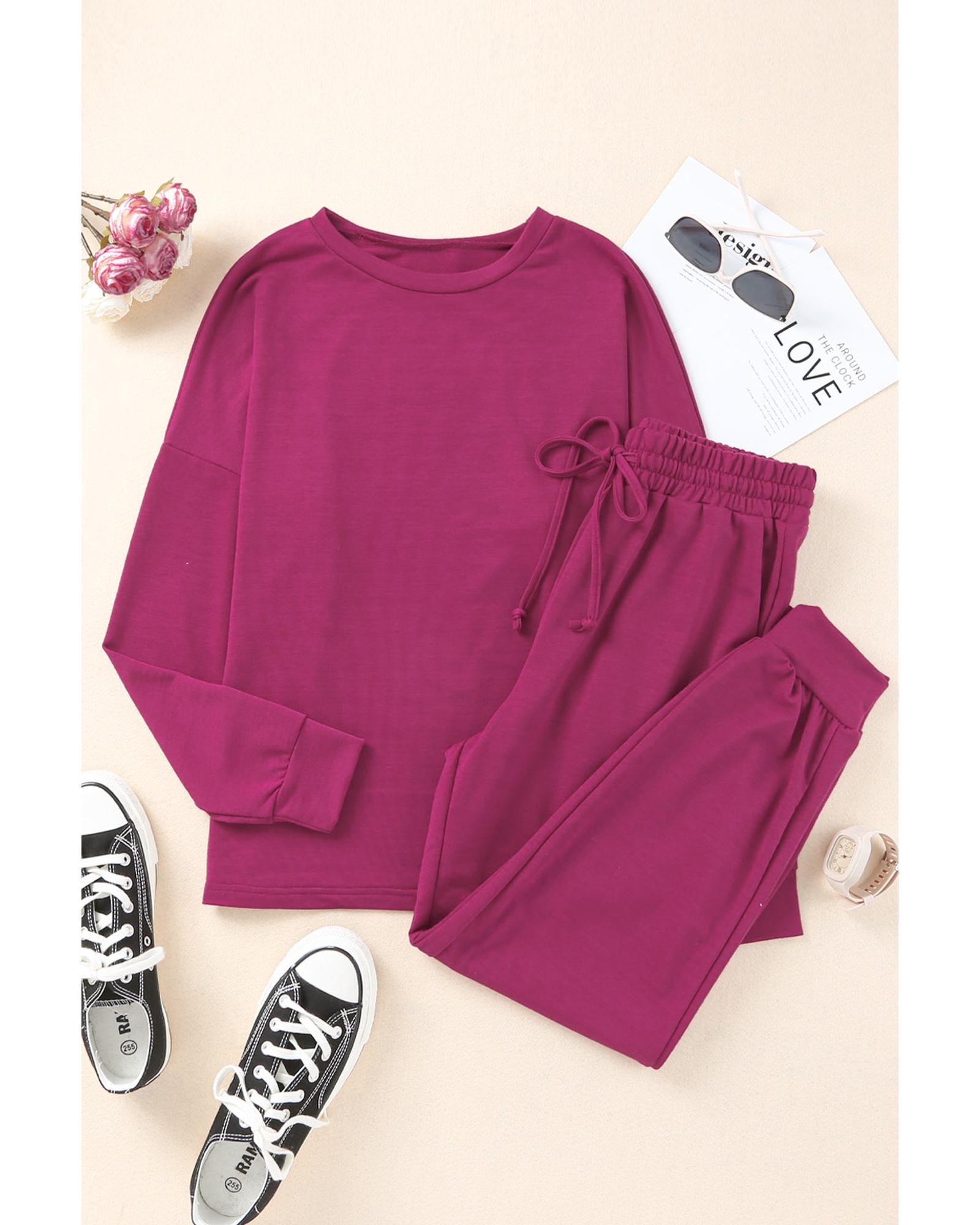V539-AZEXDC15306-3-XL-202508270240-00 Long Sleeve Pullover and Jogger Pants Lounge Set - XL - Image 1