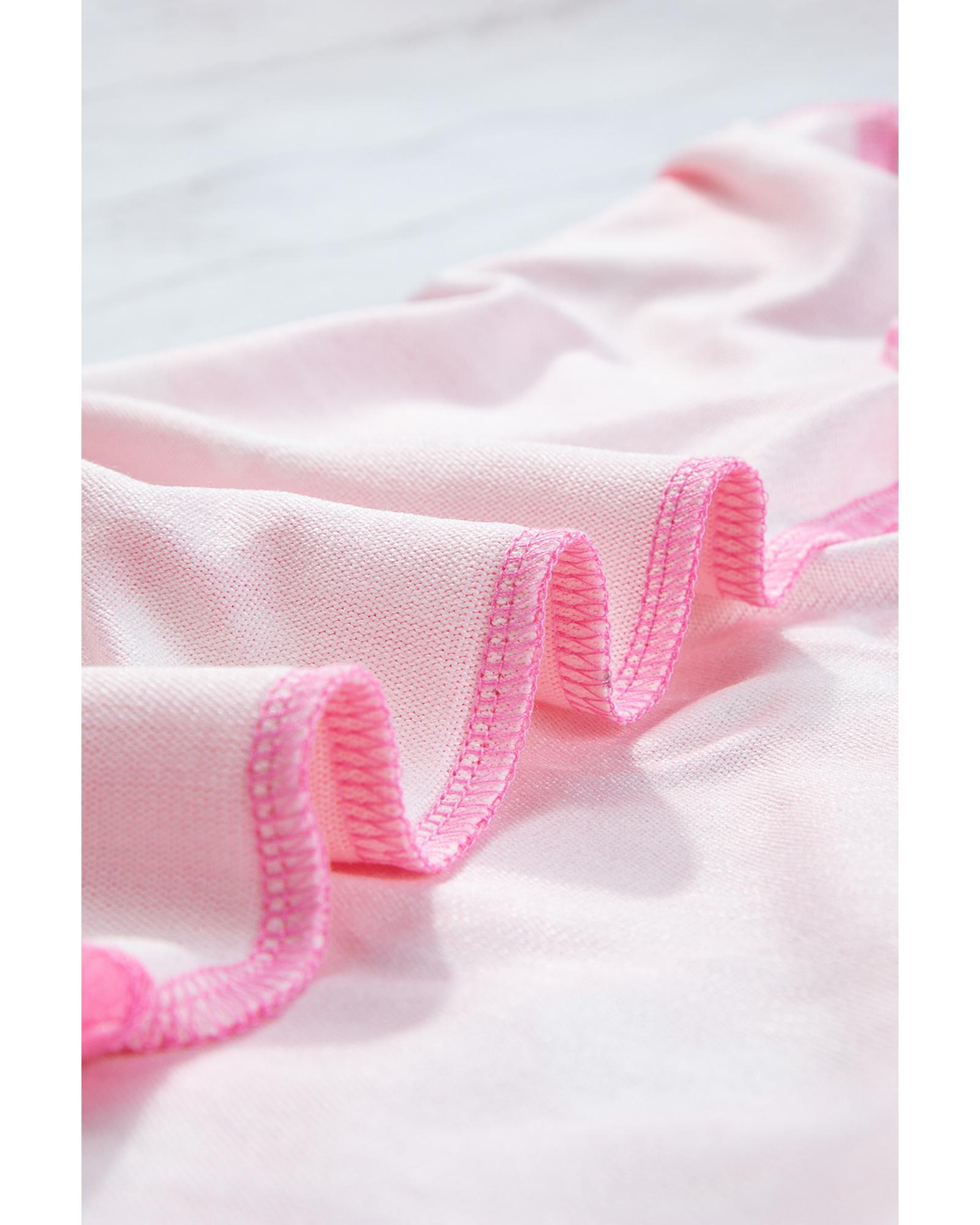 V539-AZEXDC15805-P1020-S-202506112007-00 Pink Valentine Heart Print Long Sleeve Tee and Shorts Lounge Set - S - Image 1
