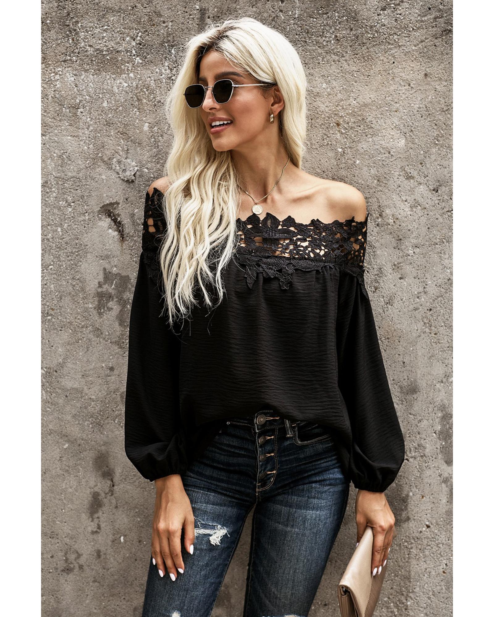 V539-AZEXDC2511163-2-2XL-202508261215-00 Azura Exchange Lace Off The Shoulder Top - 2XL - Image 1
