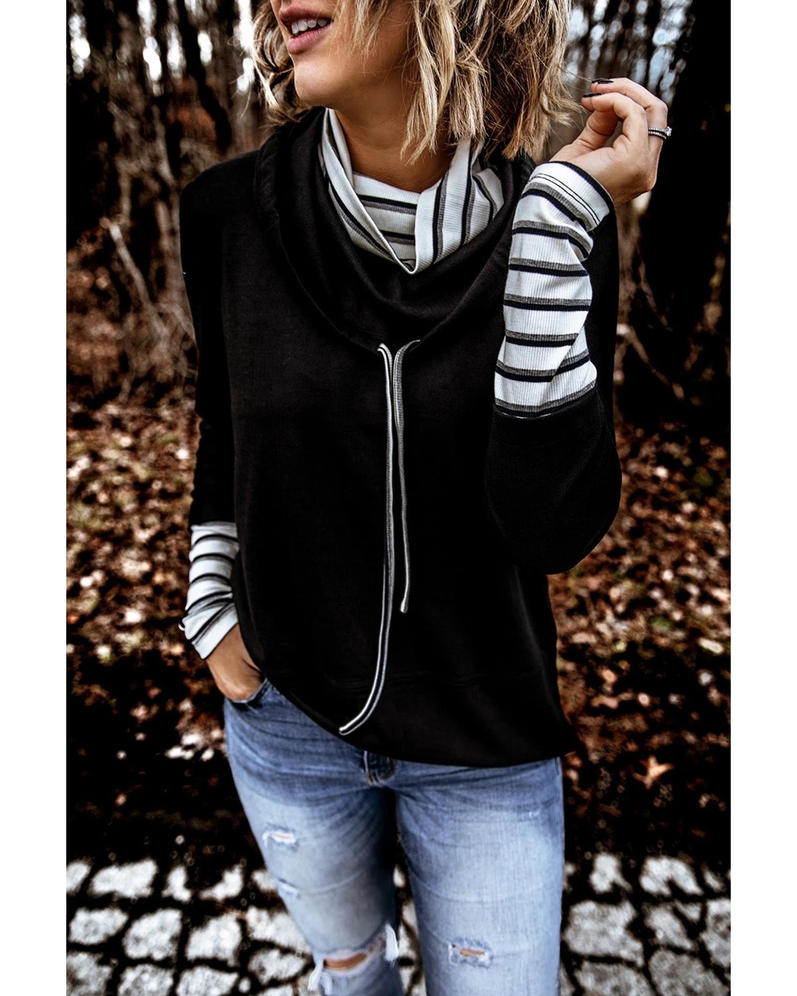 V539-AZEXDC25111796-2-S-163960-00 Azura Exchange High Neck Striped Sweatshirt - S - Image 1