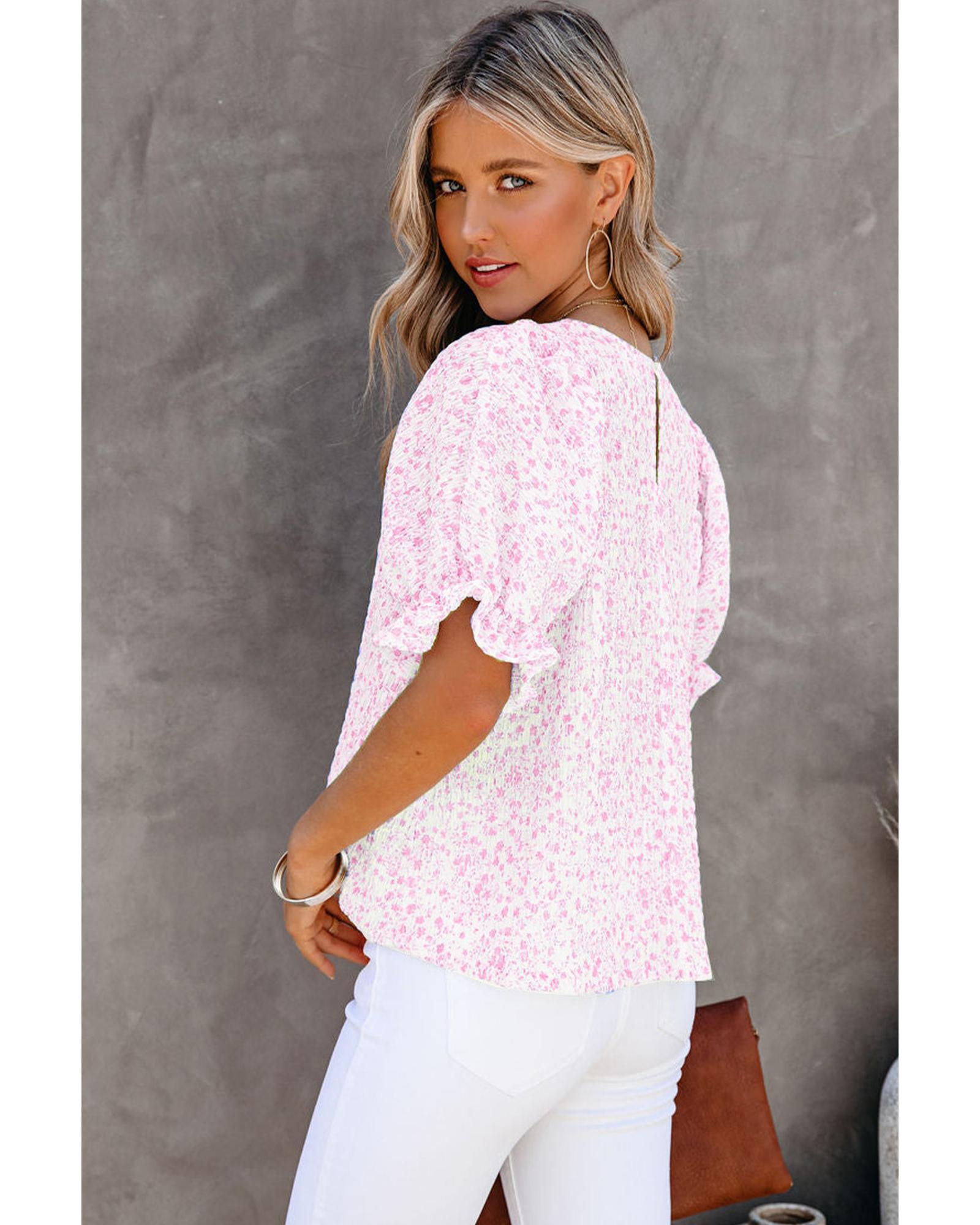 V539-AZEXDC25114337-10-XL-202508290825-00 Azura Exchange Smocked Puff Sleeve Blouse - XL - Image 1