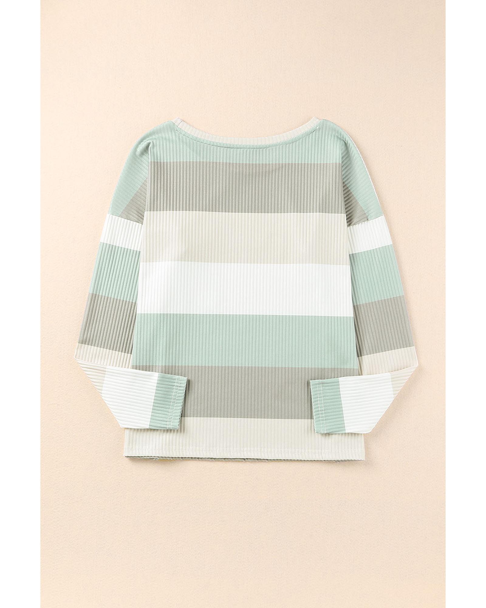 V539-AZEXDC25115134-9-M-202508261335-00 Azura Exchange Ribbed Color Block Long Sleeve Top with Pocket - M - Image 1
