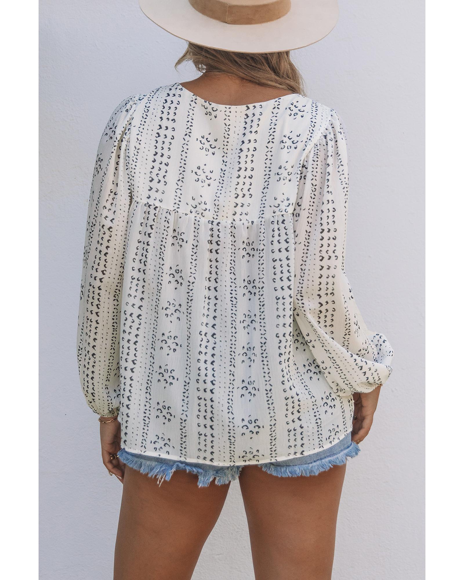 V539-AZEXDC25115354-15-M-202508261840-00 Azura Exchange Long Sleeve Embroidered Print Blouse - M - Image 1