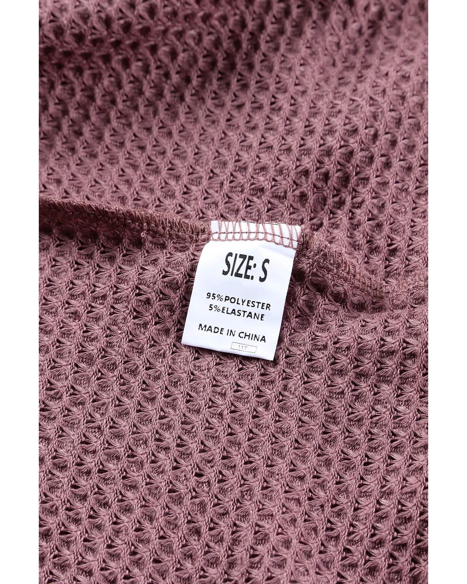V539-AZEXDC25116806-17-M-202508290650-00 Azura Exchange Loose Waffle Knit Long Sleeve Top - M - Image 1