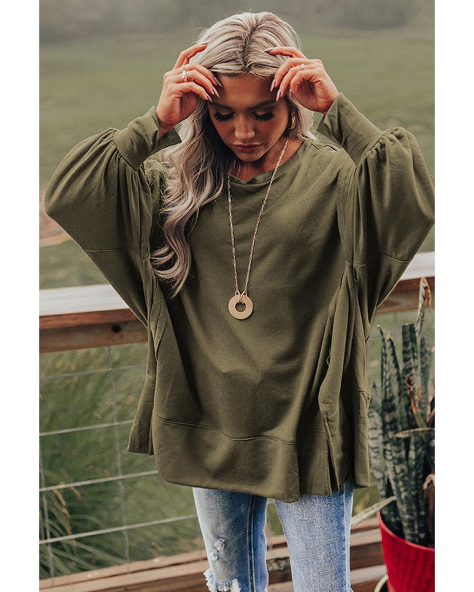 V539-AZEXDC25117265-9-M-202508260320-00 Azura Exchange Oversized Patchwork Drop Shoulder Top - M - Image 1