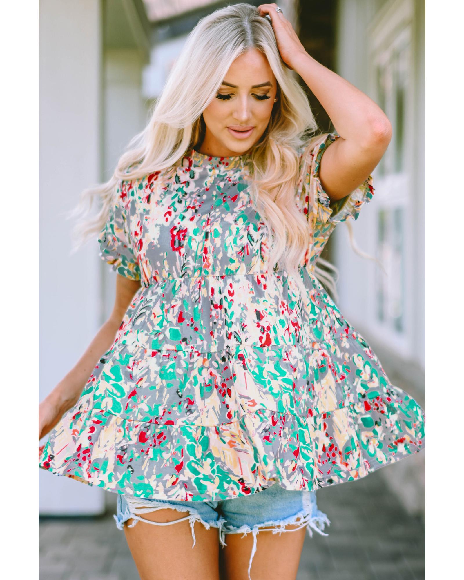 V539-AZEXDC25120699-8-S-202508261530-00 Azura Exchange Ruffle Sleeve Babydoll Top - S - Image 1