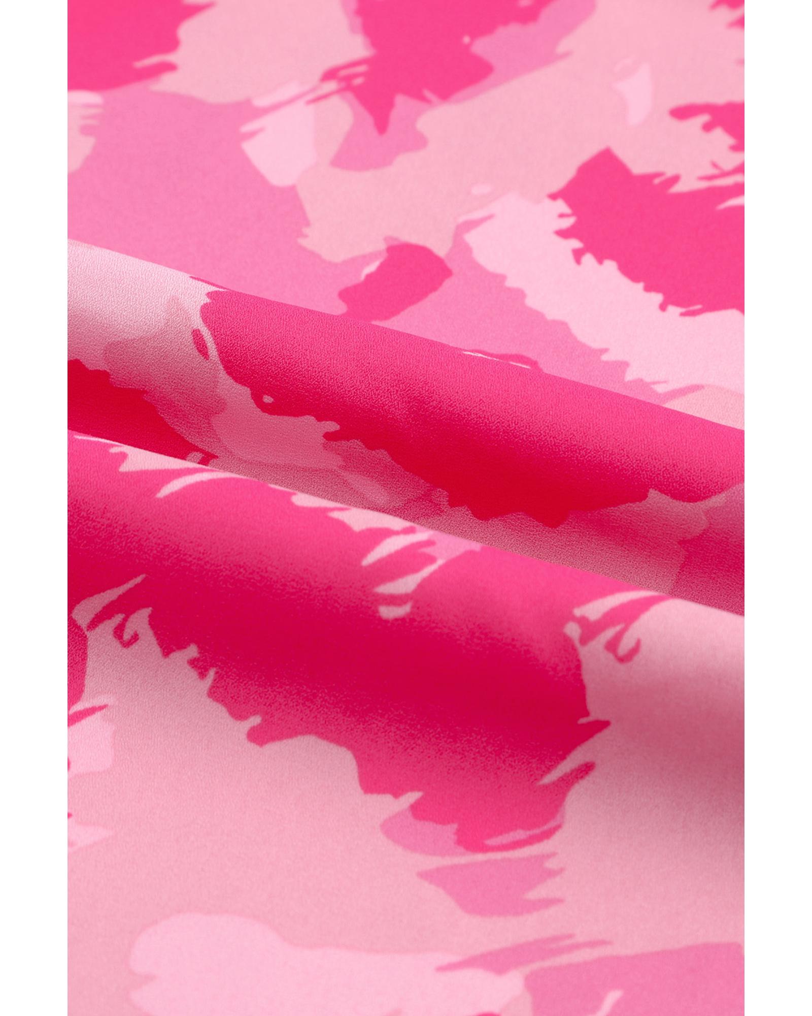 V539-AZEXDC25120920-20-XL-202508270340-00 Pink Leopard Frilled Collar Printed Tank Top - XL - Image 1