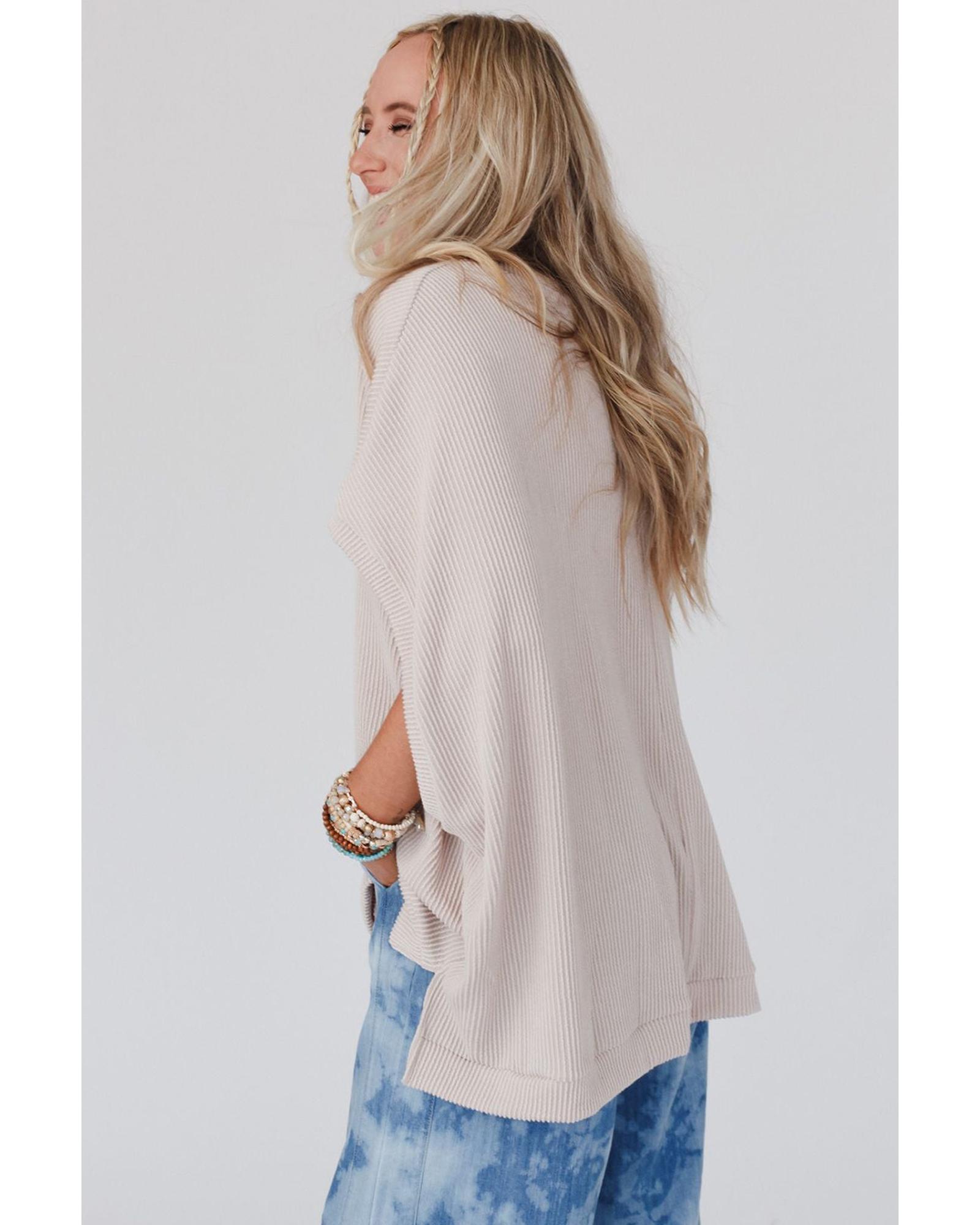 V539-AZEXDC25121156-18-XL-202508261925-00 Azura Exchange Ribbed Knit Batwing Sleeve Tunic - XL - Image 1