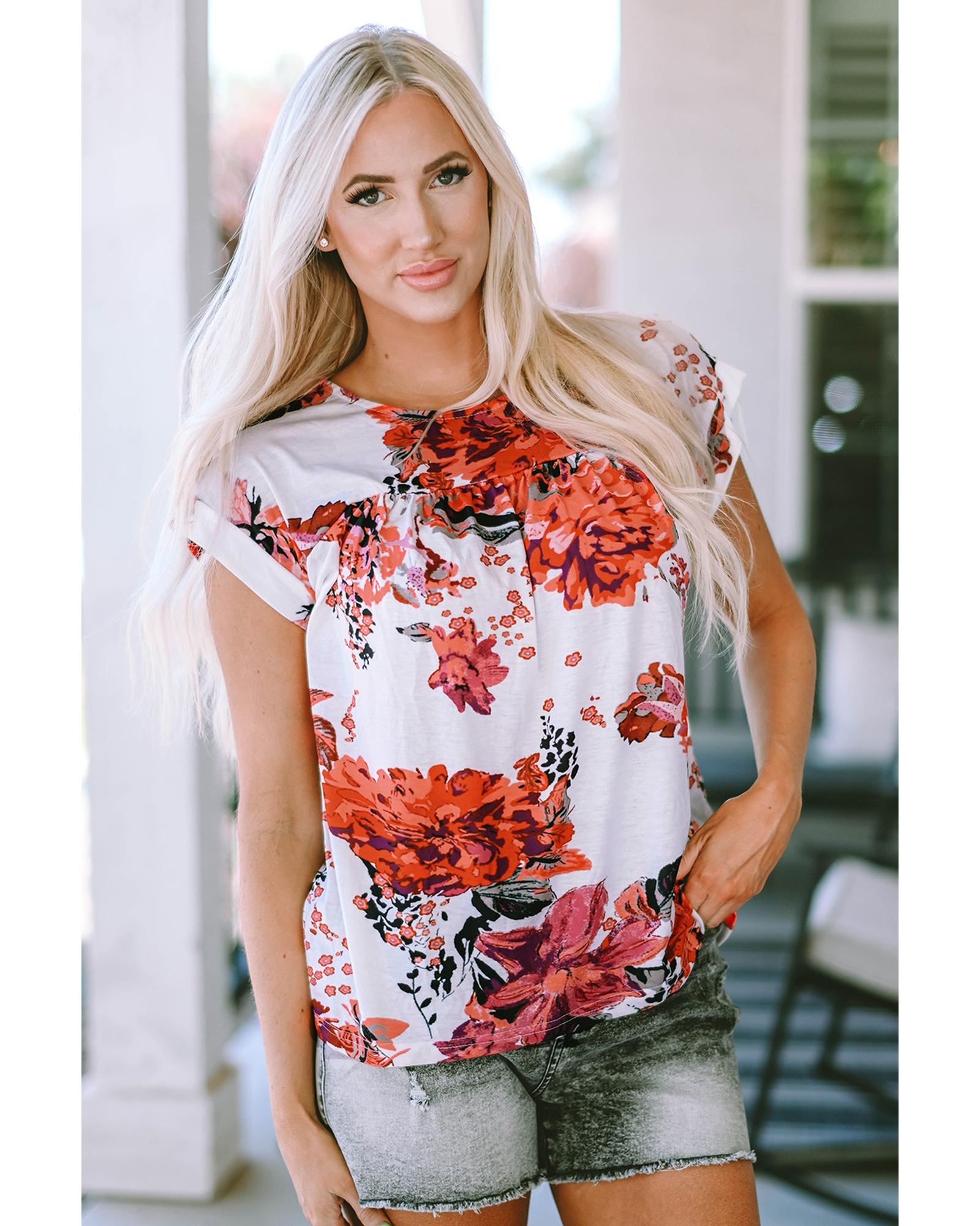 V539-AZEXDC25121305-3-S-202508290705-00 Azura Exchange Short Sleeve Round Neck Blouse - S - Image 1