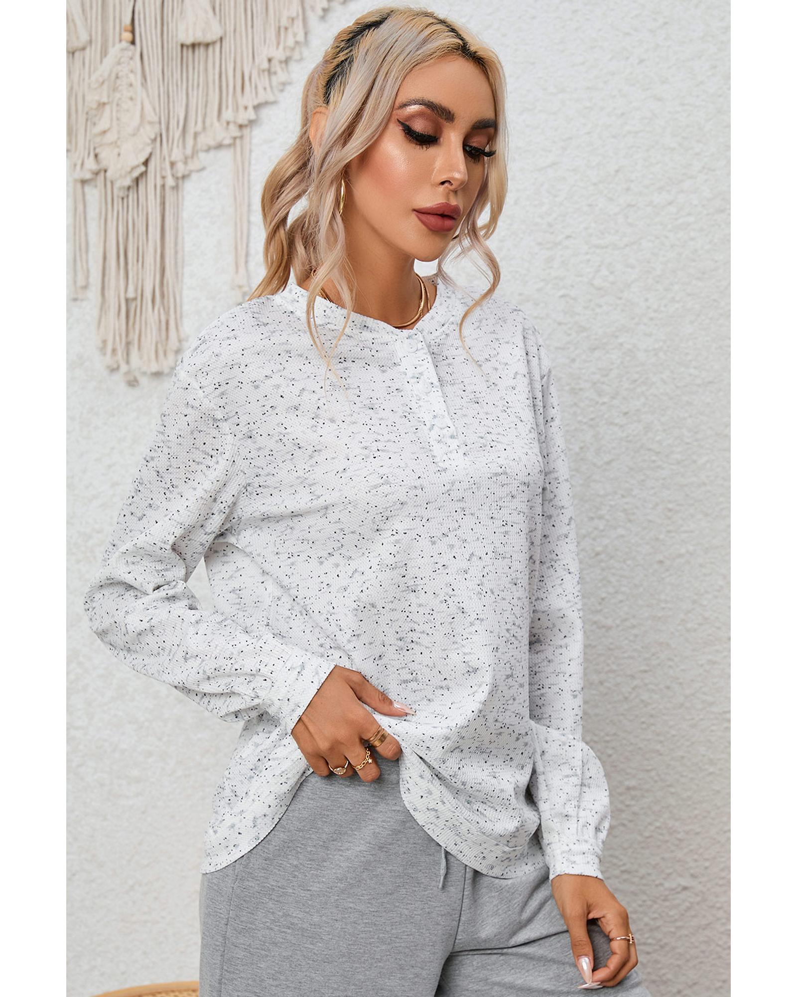 V539-AZEXDC25121979-11-XL-202508260625-00 Azura Exchange Relaxed Rib Knit Long Sleeve Henley Top - XL - Image 1