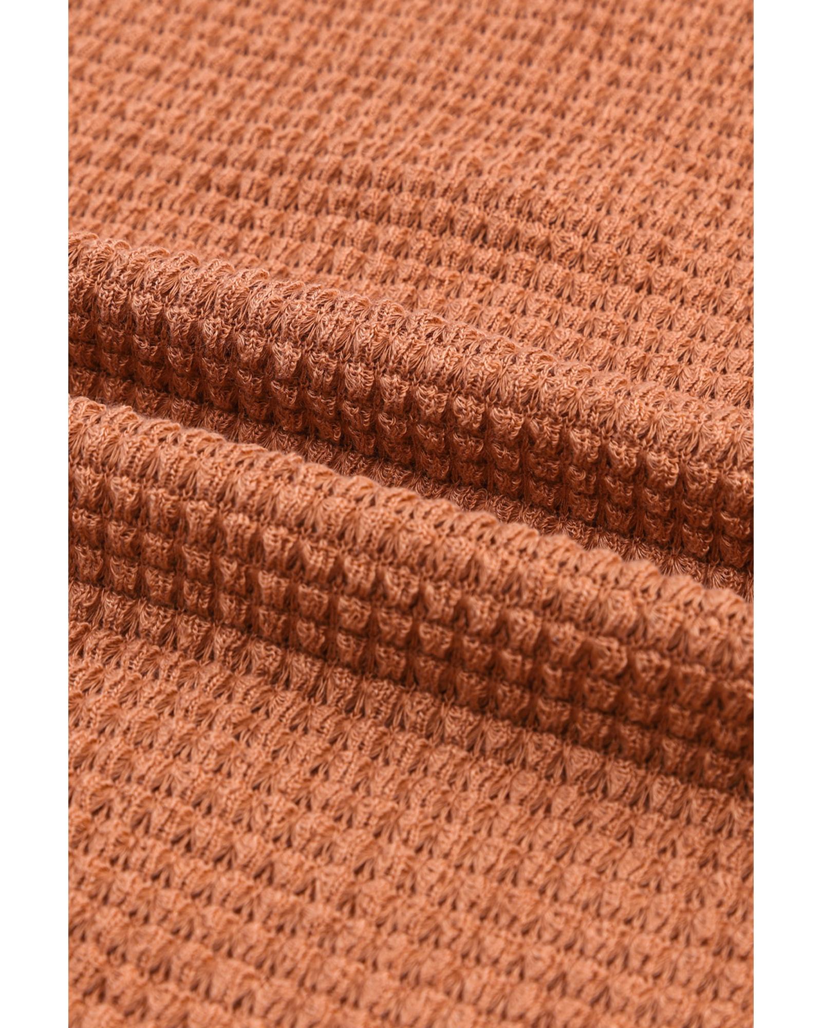 V539-AZEXDC25122097-17-S-202508252205-00 Azura Exchange Button Contrast Trim Waffle Knit Top - S - Image 1