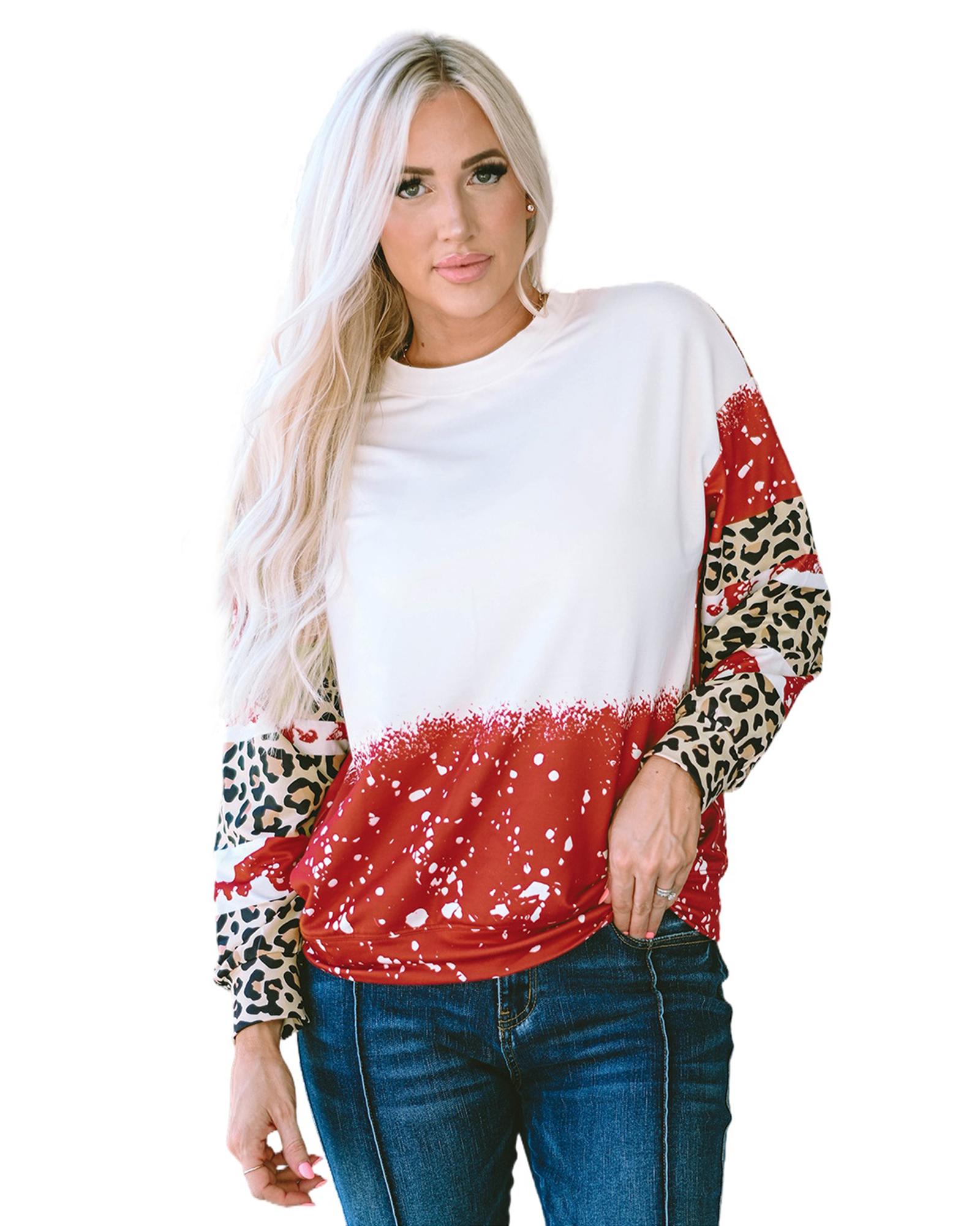 V539-AZEXDC25122283-3-M-202508290815-00 Azura Exchange Leopard Tie-Dye Long Sleeve Top - M - Image 1