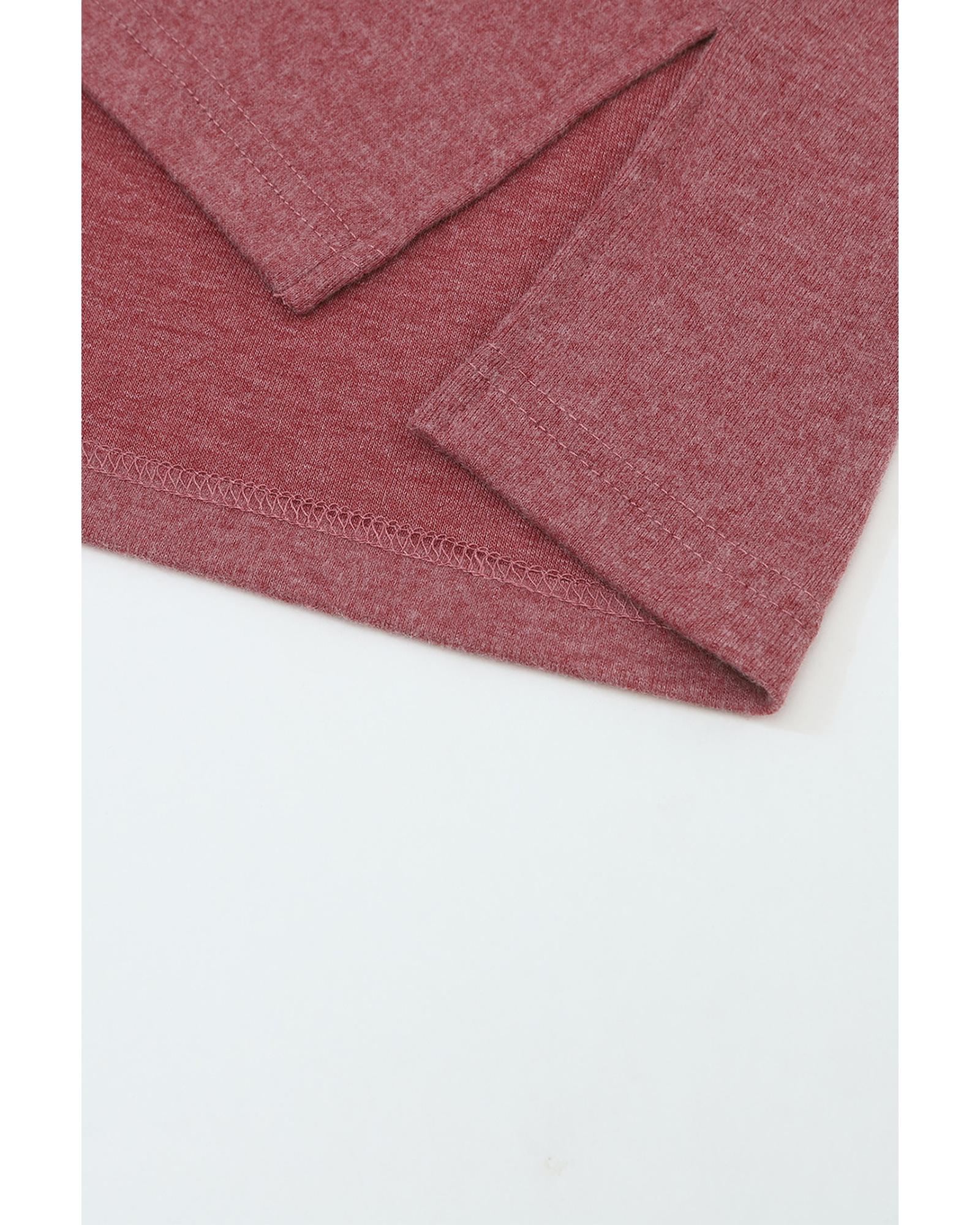 V539-AZEXDC25122727-3-S-202506112030-00 Red Colorblock Striped Bishop Sleeve Top - S - Image 1