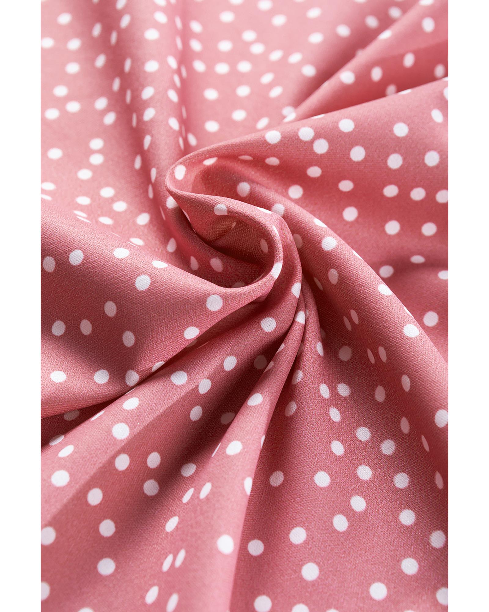 V539-AZEXDC25126284-P10-XL-202508270645-00 Pink Polka Dots Ruffle Flutter Sleeve Frilled Neck Blouse - XL - Image 1
