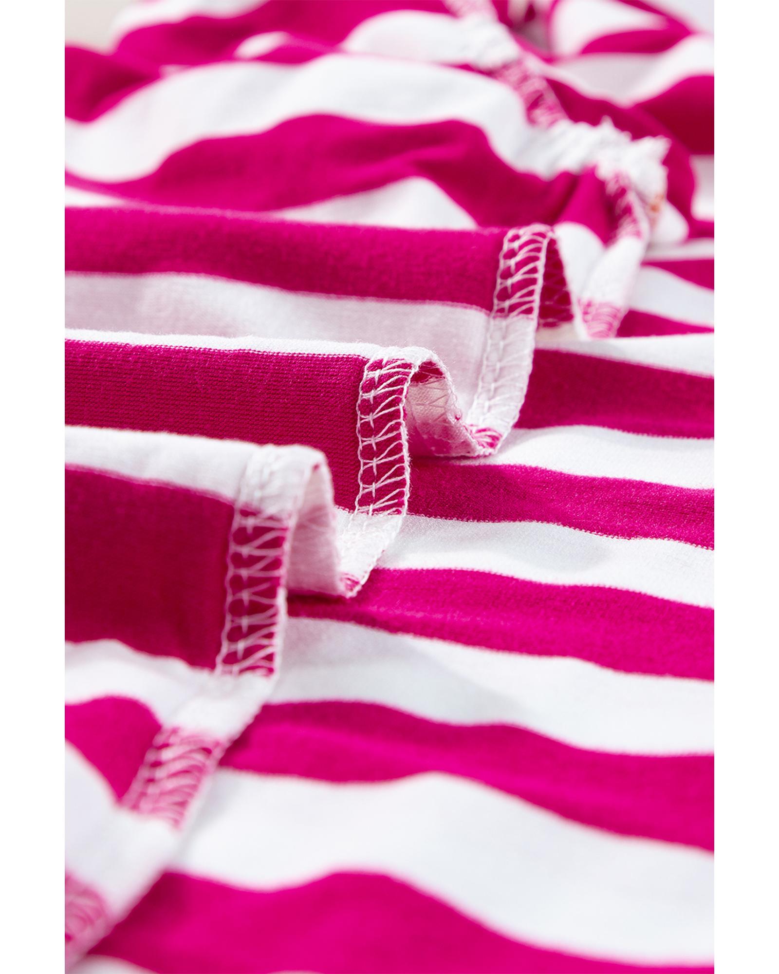 V539-AZEXDC25126988-P6-XL-202508271750-00 Rose Red Striped Ruffle Sleeve Crew Neck Blouse - XL - Image 1