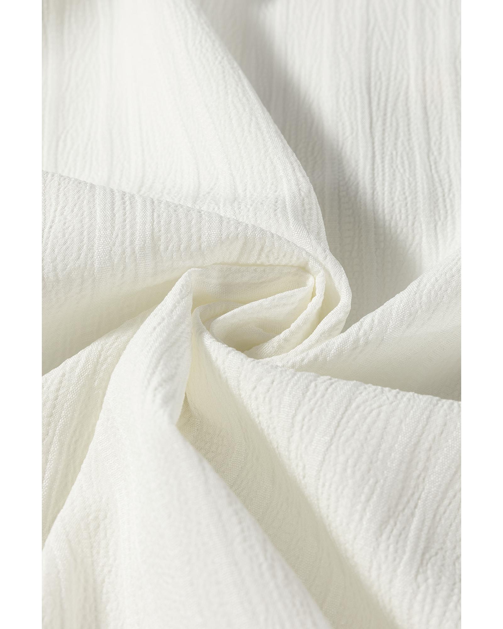 V539-AZEXDC25129184-P101-M-202508272040-00 White Textured Colorblock V Neck Elegant Blouse - M - Image 1
