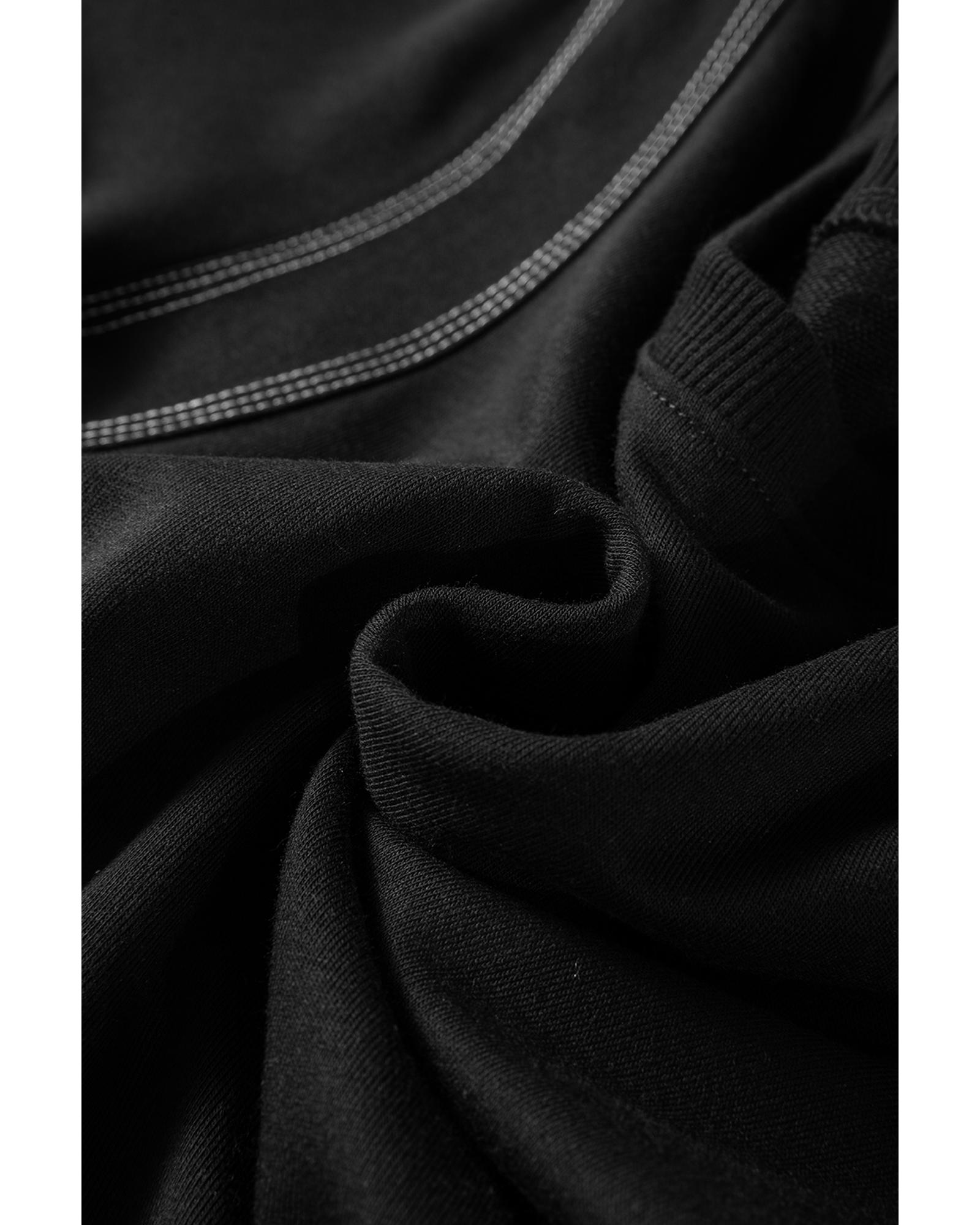 V539-AZEXDC25129643-P2-XL-202508271445-00 Black Contrast Stitches Detail Puffy Half Sleeve Blouse - XL - Image 1