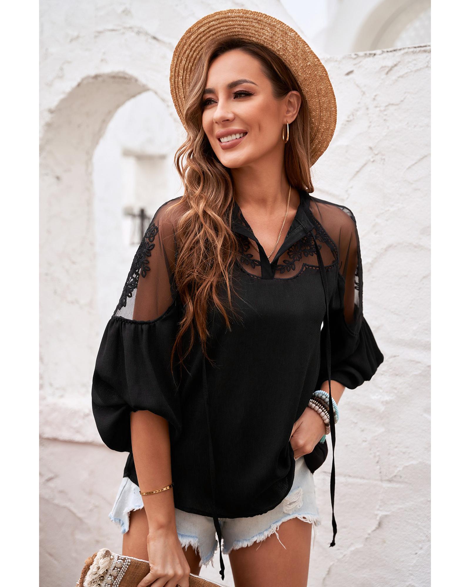 V539-AZEXDC252162-2-L-202508251905-00 Azura Exchange Lace Blouse - L - Image 1