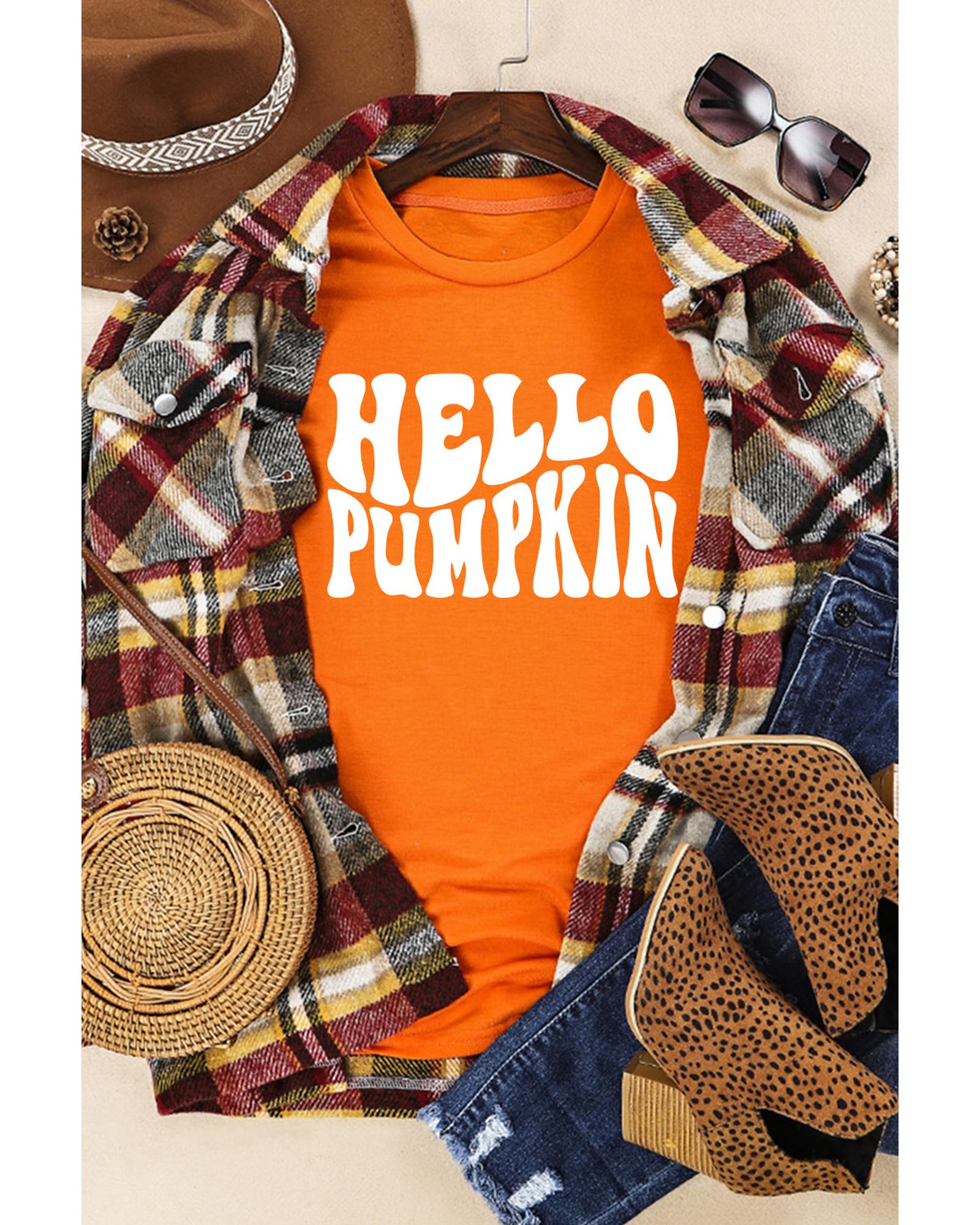 V539-AZEXDC25218401-14-S-162908-00 Azura Exchange Pumpkin Short Sleeve Tee - S - Image 1