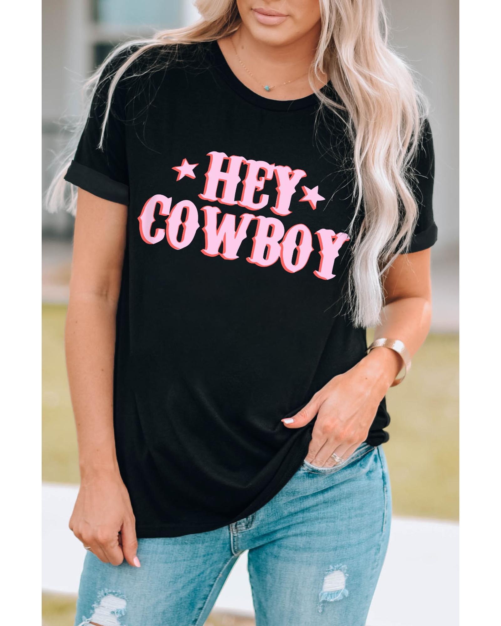 V539-AZEXDC25219145-2-2XL-202508271020-00 Azura Exchange Cowboy Letters Crew Neck T-shirt - 2XL - Image 1