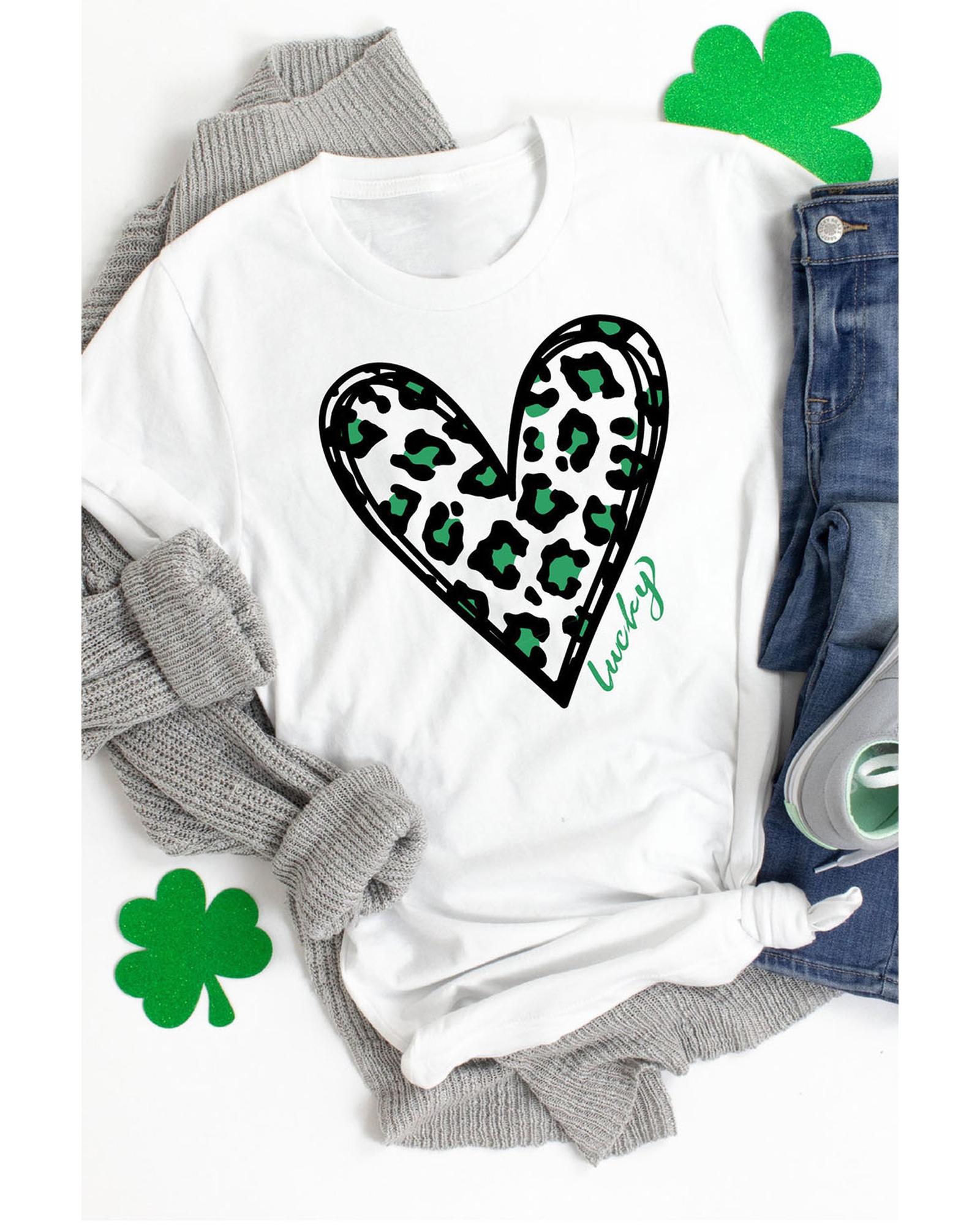 V539-AZEXDC25219751-1-L-202508261000-00 Azura Exchange Leopard Heart Print St Patricks Day T Shirt - L - Image 1