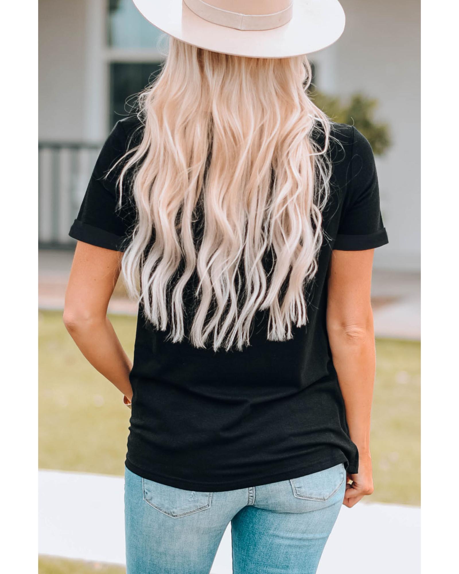 V539-AZEXDC25220933-2-S-202506121021-00 Black FUELED BY iced coffee AND anxiety Graphic Tee - S - Image 1