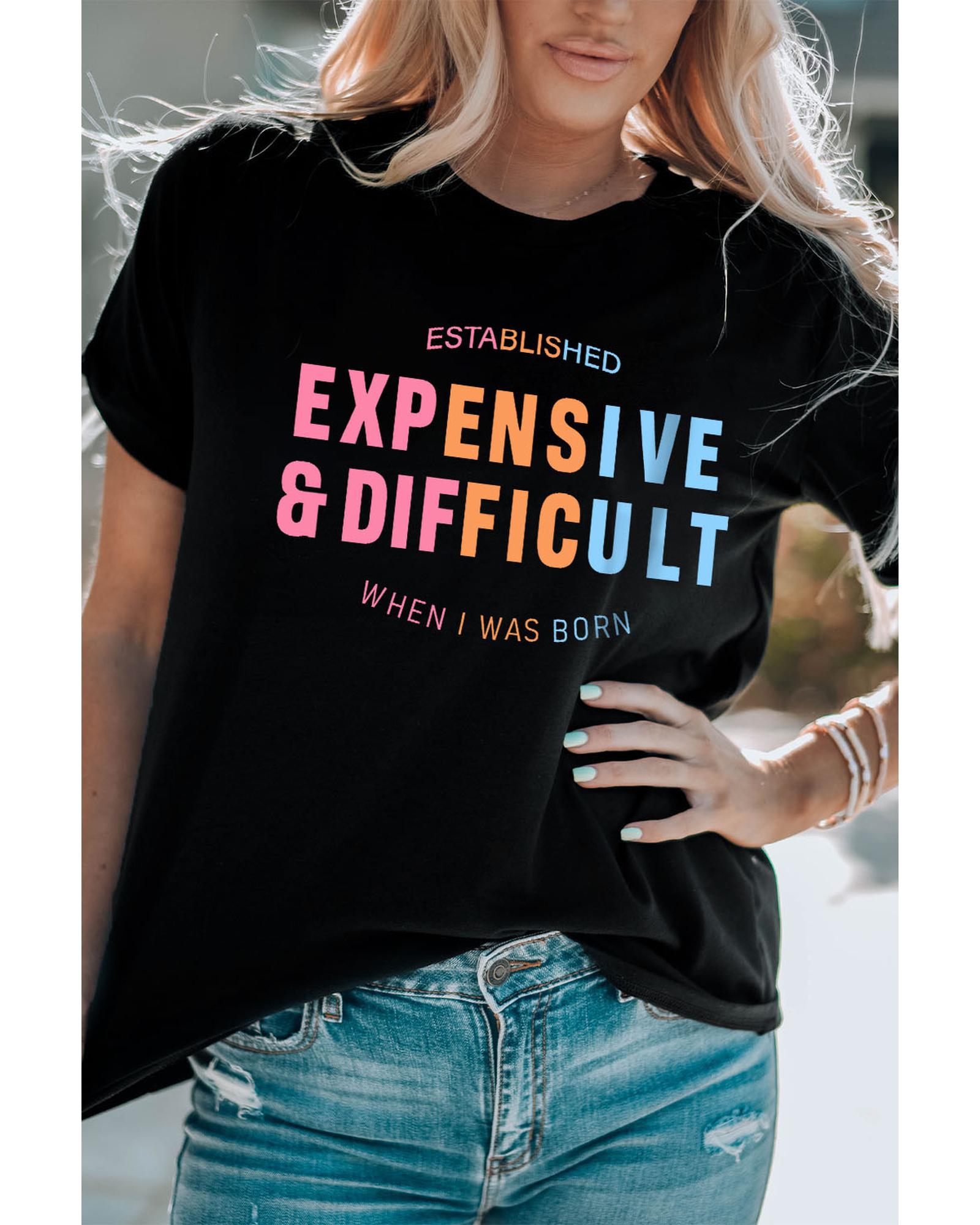 V539-AZEXDC25220948-2-2XL-202508271910-00 Black EXPENSIVE&DIFFICULT Graphic Tee - 2XL - Image 1