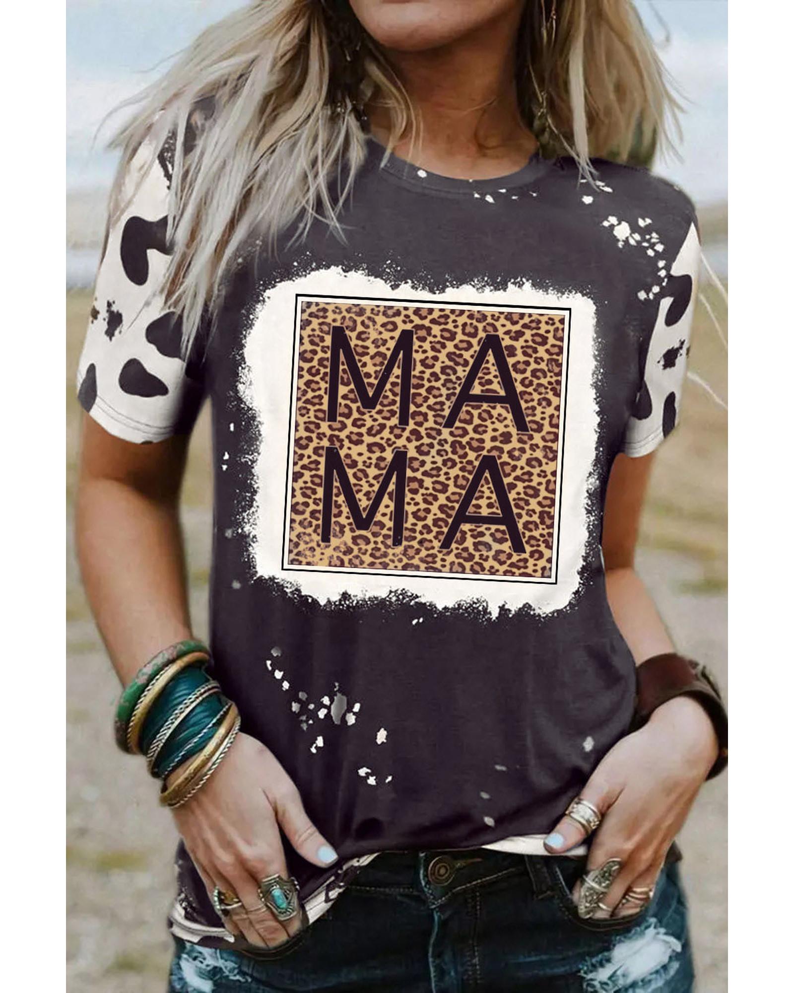 V539-AZEXDC25221205-2-S-165820-00 Azura Exchange Leopard Graphic Crew Neck Tee - S - Image 1