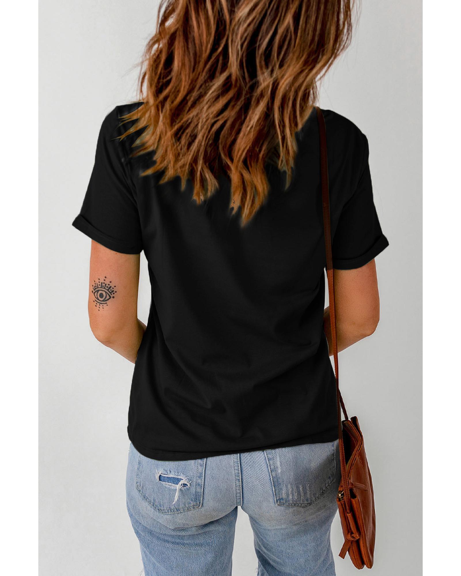 V539-AZEXDC25222308-2-2XL-202508271420-00 Black NASHVILLE Music City Graphic Print Short Sleeve Top - 2XL - Image 1