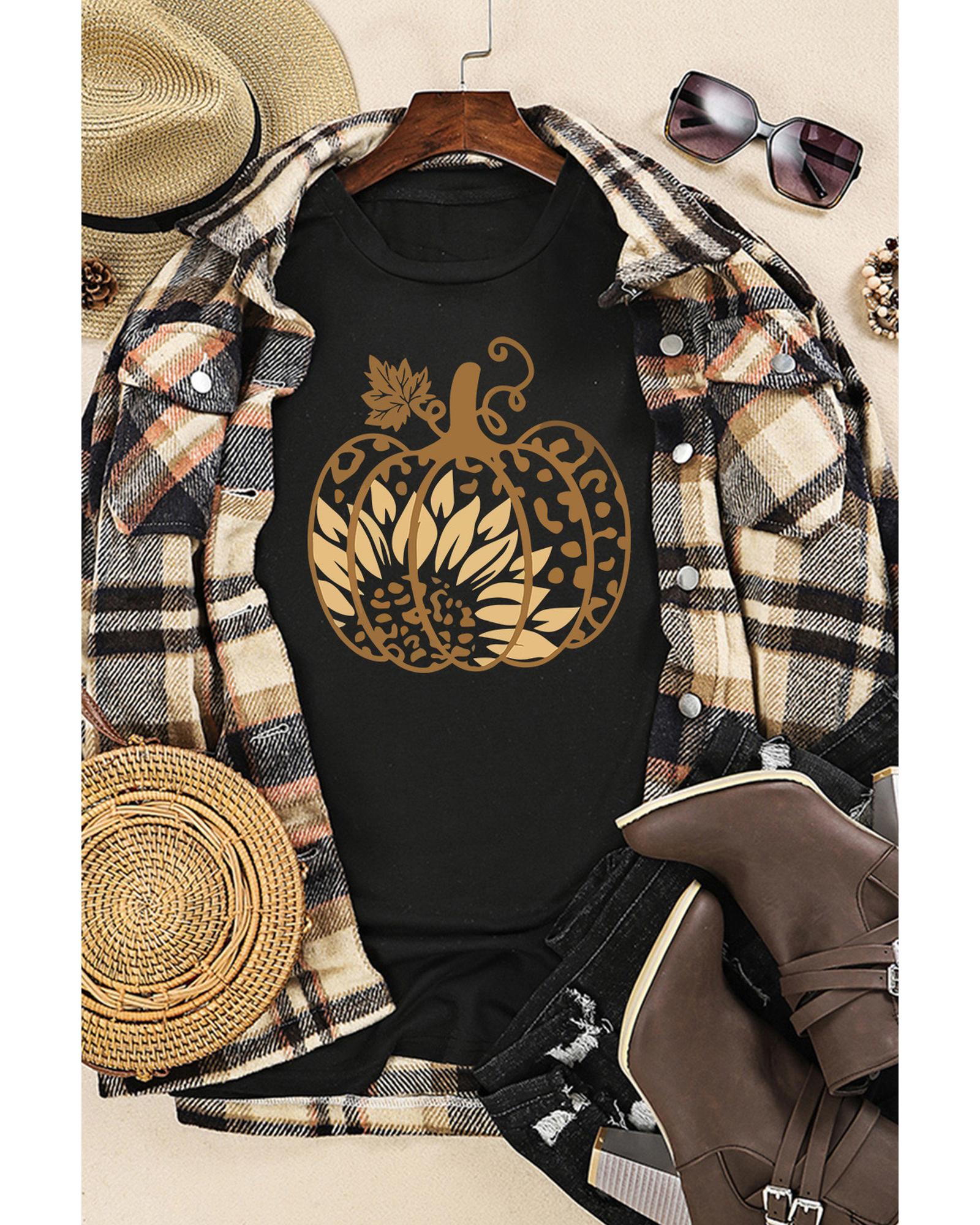 V539-AZEXDC25222703-2-XL-202508261855-00 Azura Exchange Halloween Sunflower Pumpkin Graphic Tee - XL - Image 1
