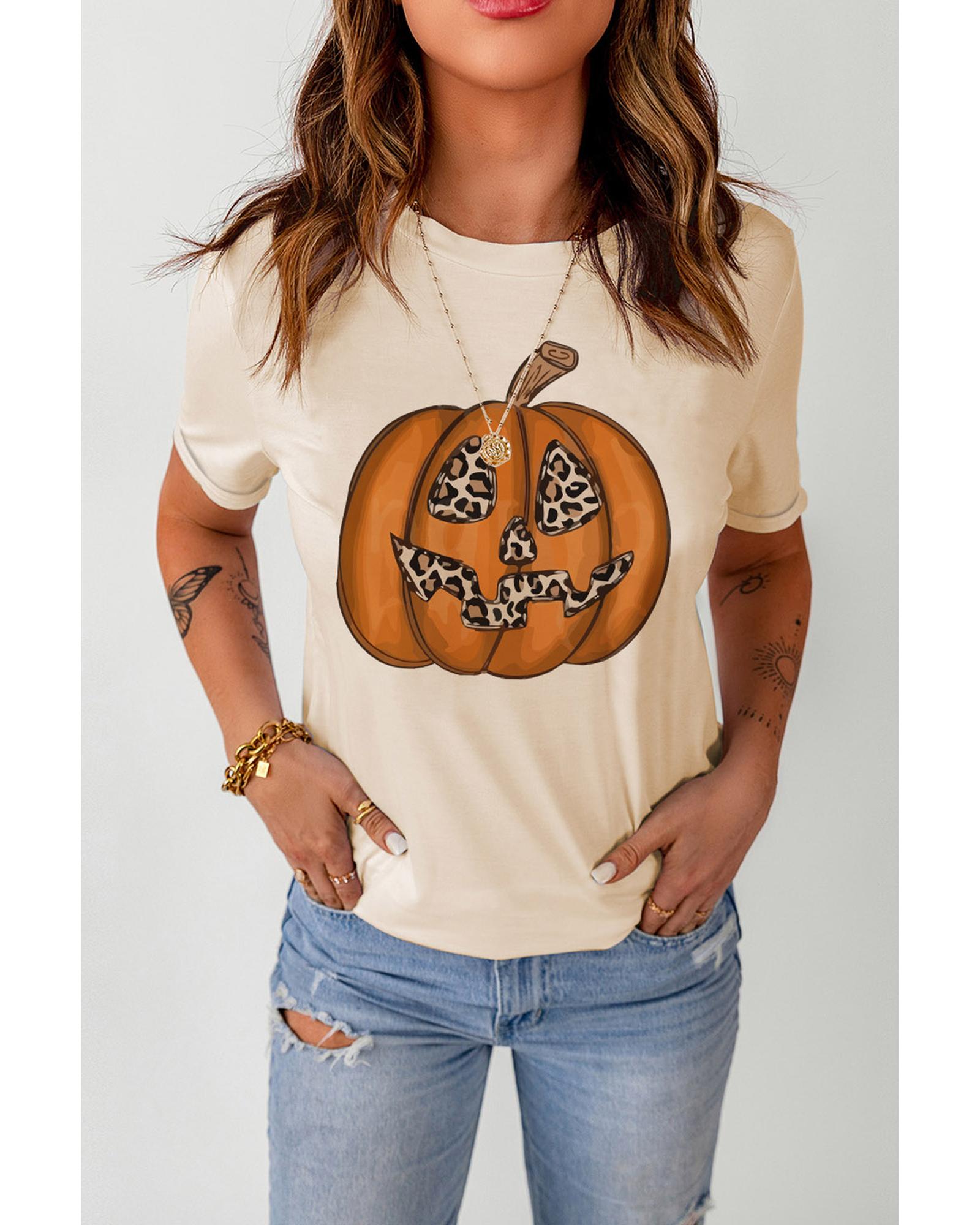 V539-AZEXDC25222853-16-M-202508260355-00 Azura Exchange Leopard Pumpkin Print T Shirt - M - Image 1