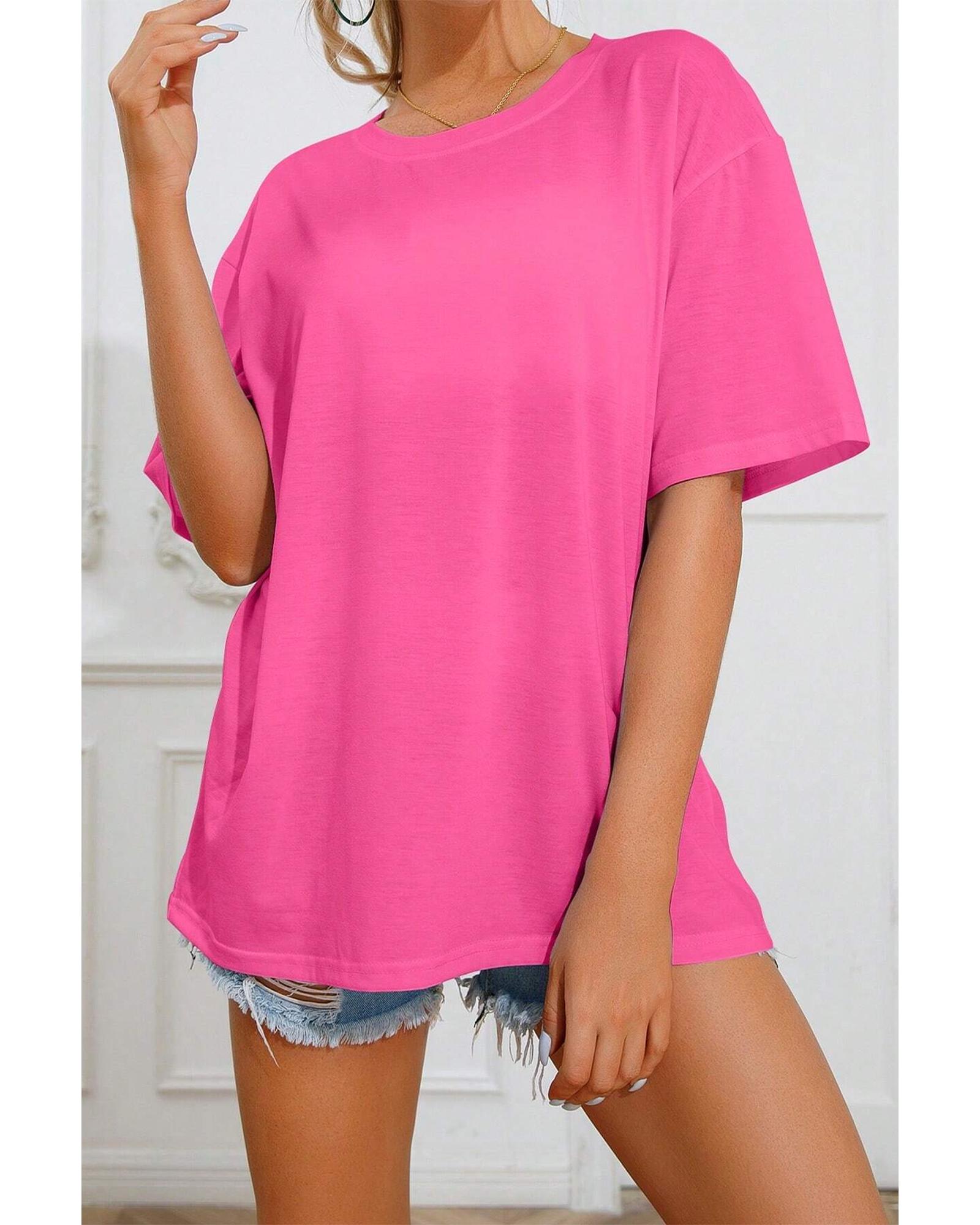 V539-AZEXDC25224153-P106-L-202508271015-00 Bright Pink SUNSHINE ON MY MIND Graphic Tee - L - Image 1