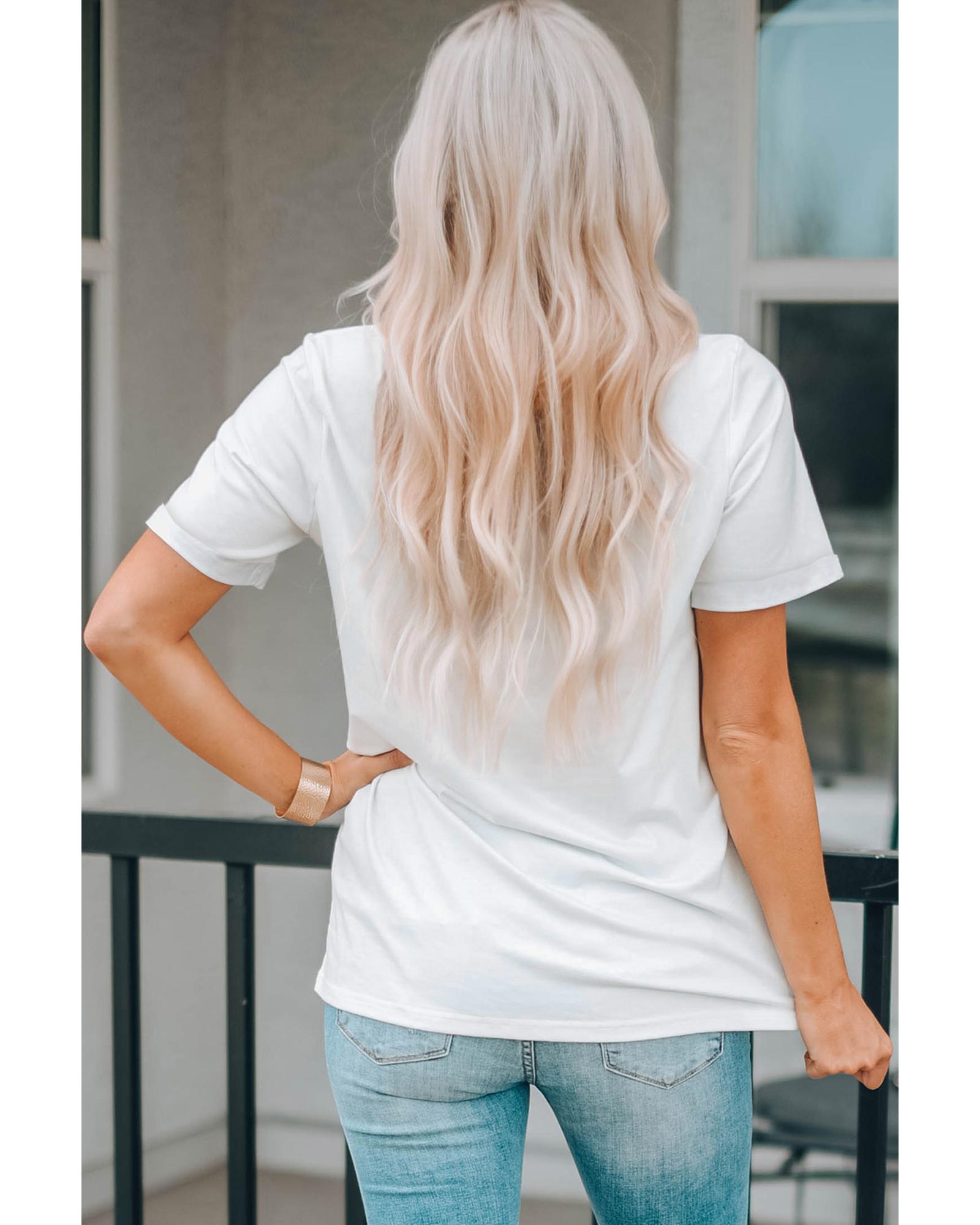 V539-AZEXDC25224897-1-2XL-202508272350-00 White MAMA Slogan Print Crew Neck Casual T Shirt - 2XL - Image 1