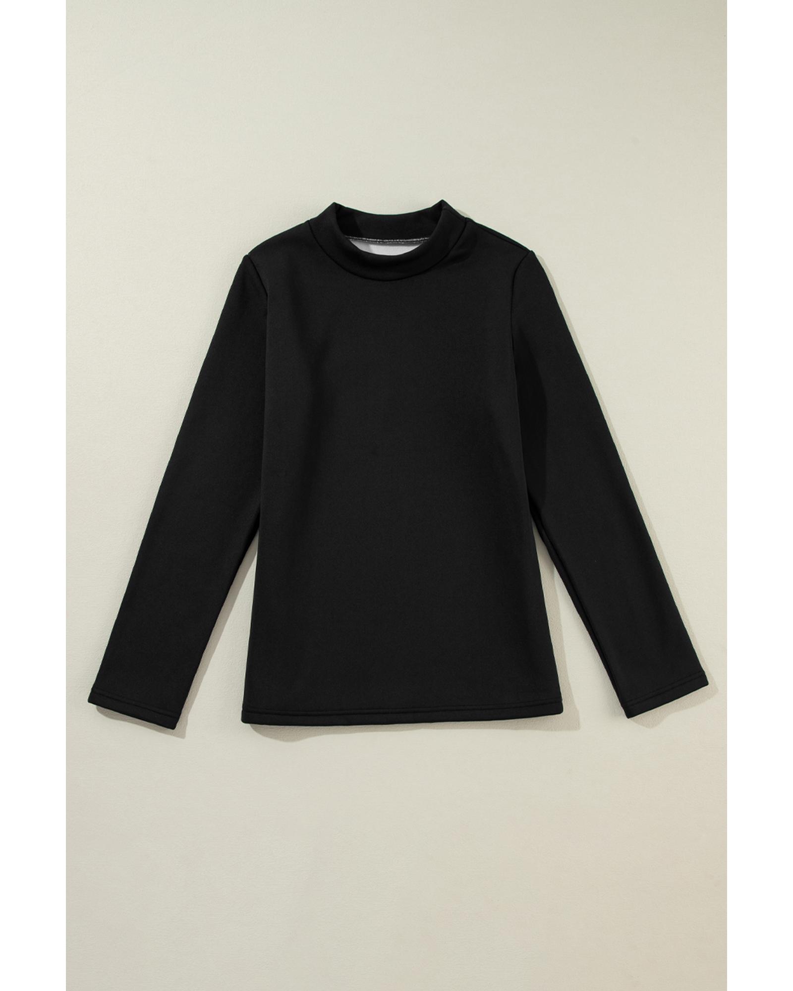 V539-AZEXDC25226039-P2-XL-202508270220-00 Black Mock Neck Thermal Lined Long Sleeve Tee - XL - Image 1