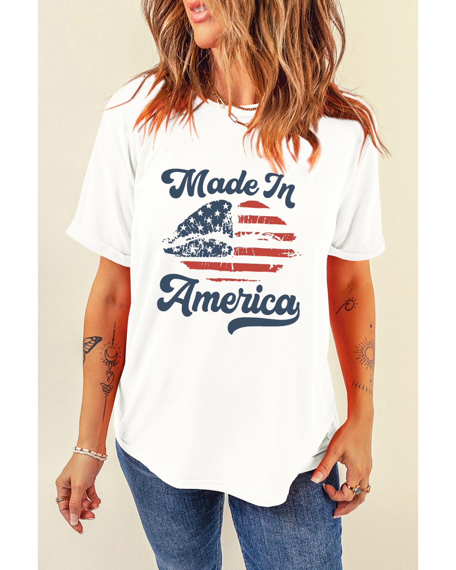 V539-AZEXDC25226085-1-M-202508272005-00 White Made in America Lip Printed O Neck T Shirt - M - Image 1
