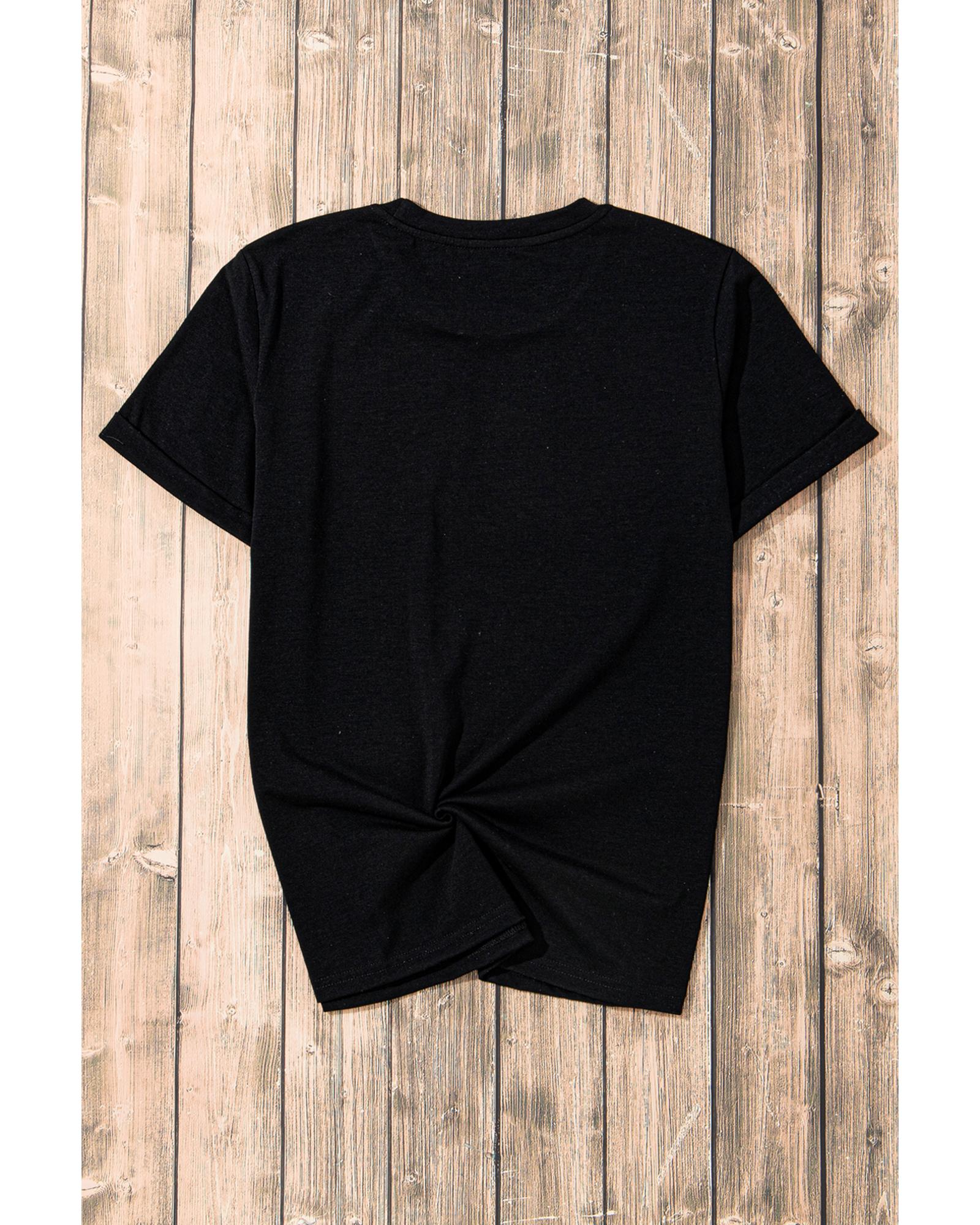 V539-AZEXDC25226559-2-M-202508270240-00 Black Sequin Game Day Graphic Crew Neck Tee - M - Image 1