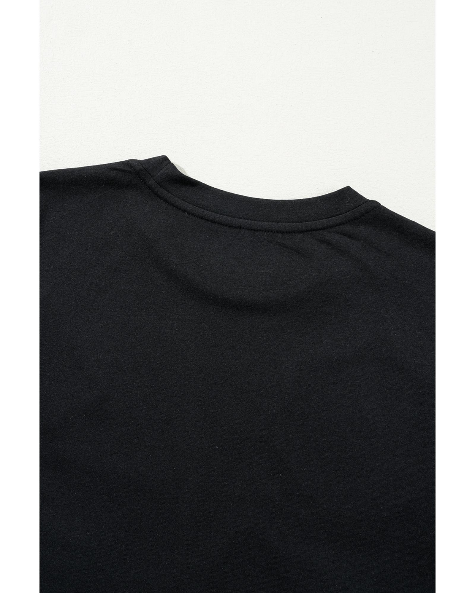 V539-AZEXDC25227504-2-L-202508290215-00 Black Sequin Christmas Essentials Graphic Crewneck T Shirt - L - Image 1